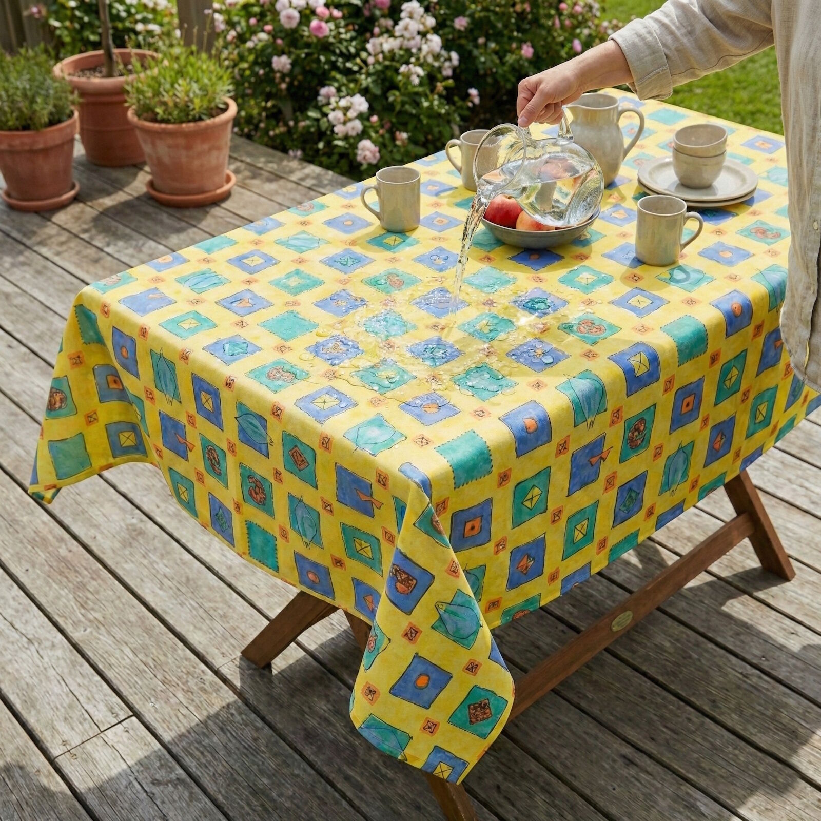 Outdoor Tischdecke 130x170 cm Memory Gelb
