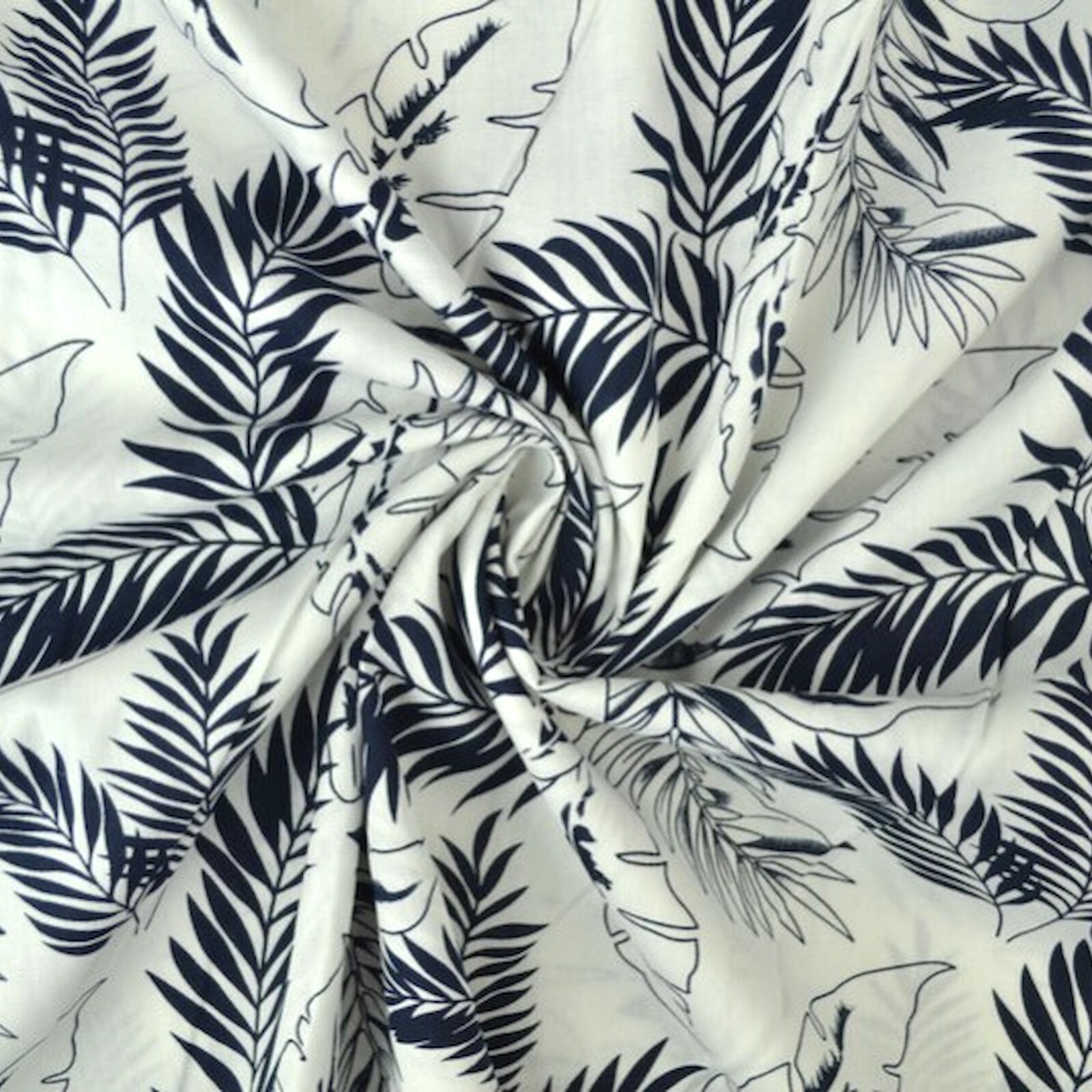 Bettwäsche 135x200 Palmen dunkelblau weiß modern Baumwolle