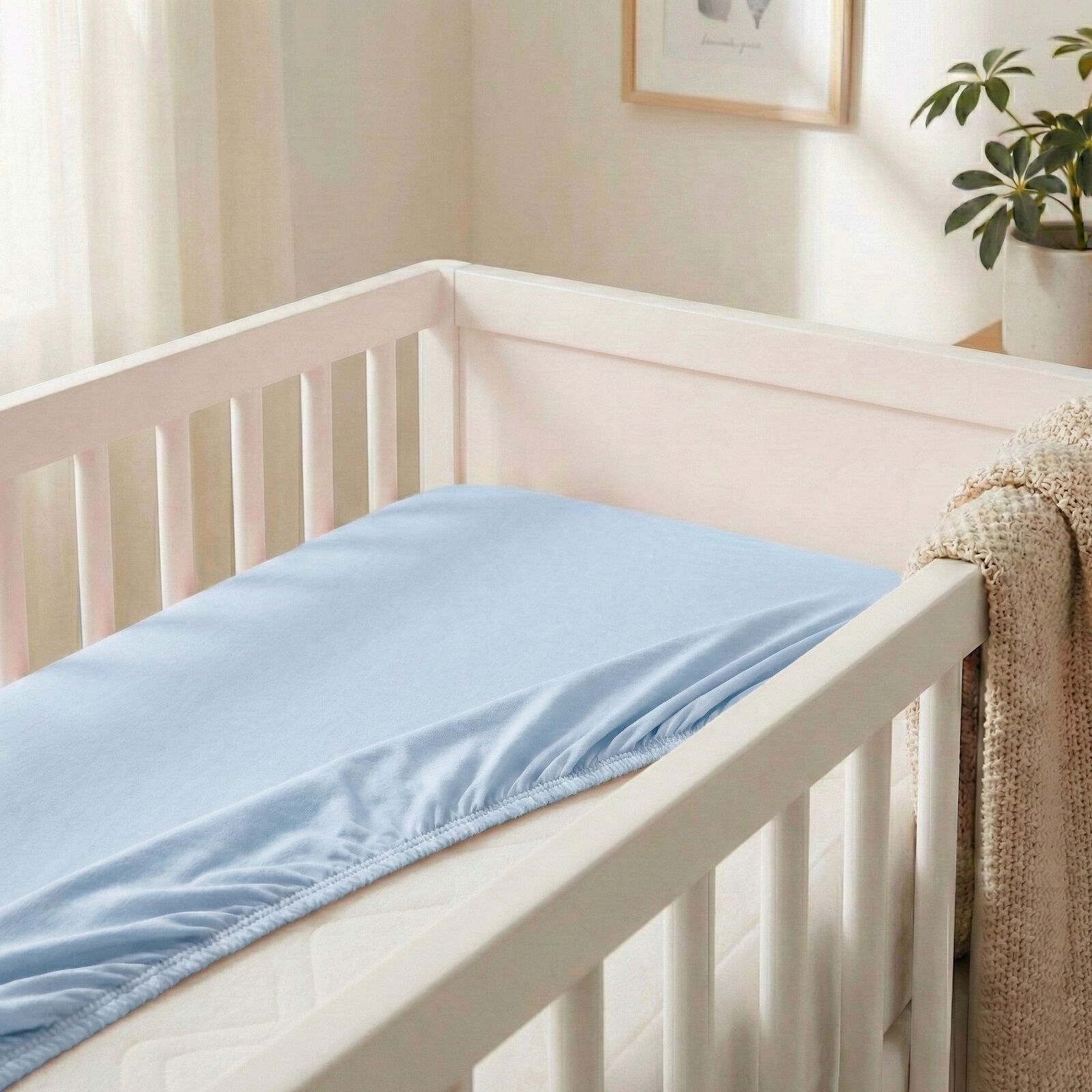 Spannbettlaken Kinder Jersey Hellblau 60-70x140 Baumwolle