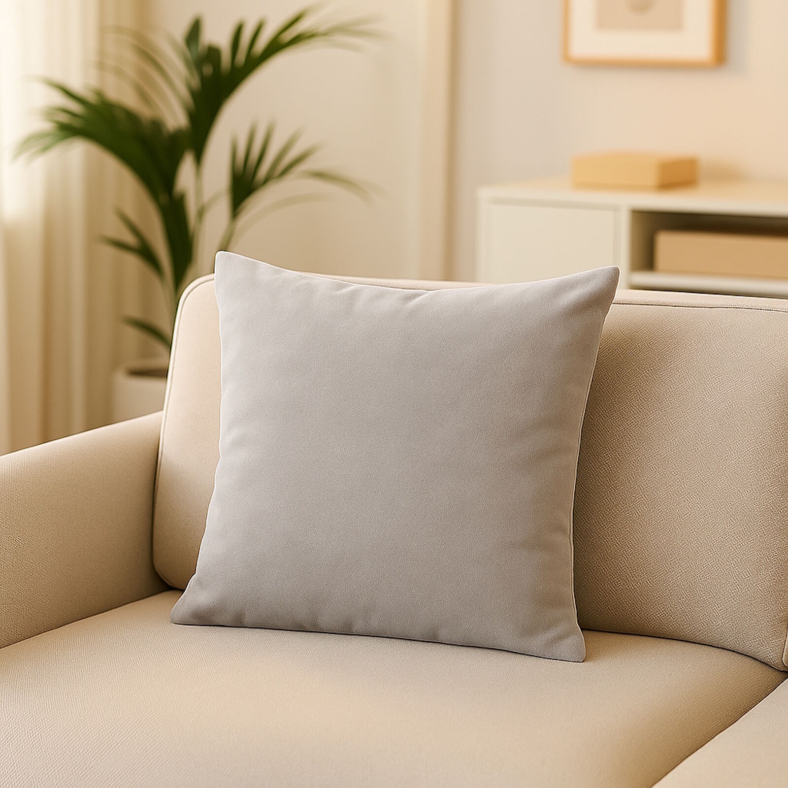 Kunstleder Kissenbezug Hellgrau