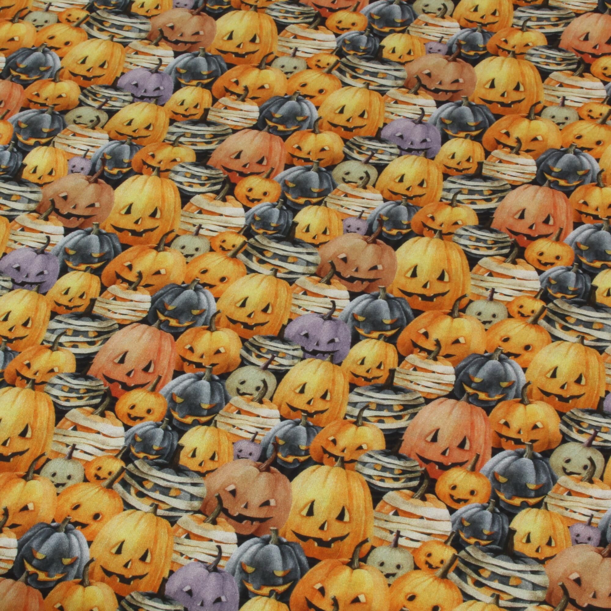 Stoff Meterware Halloween Kürbis Pumpkinhead