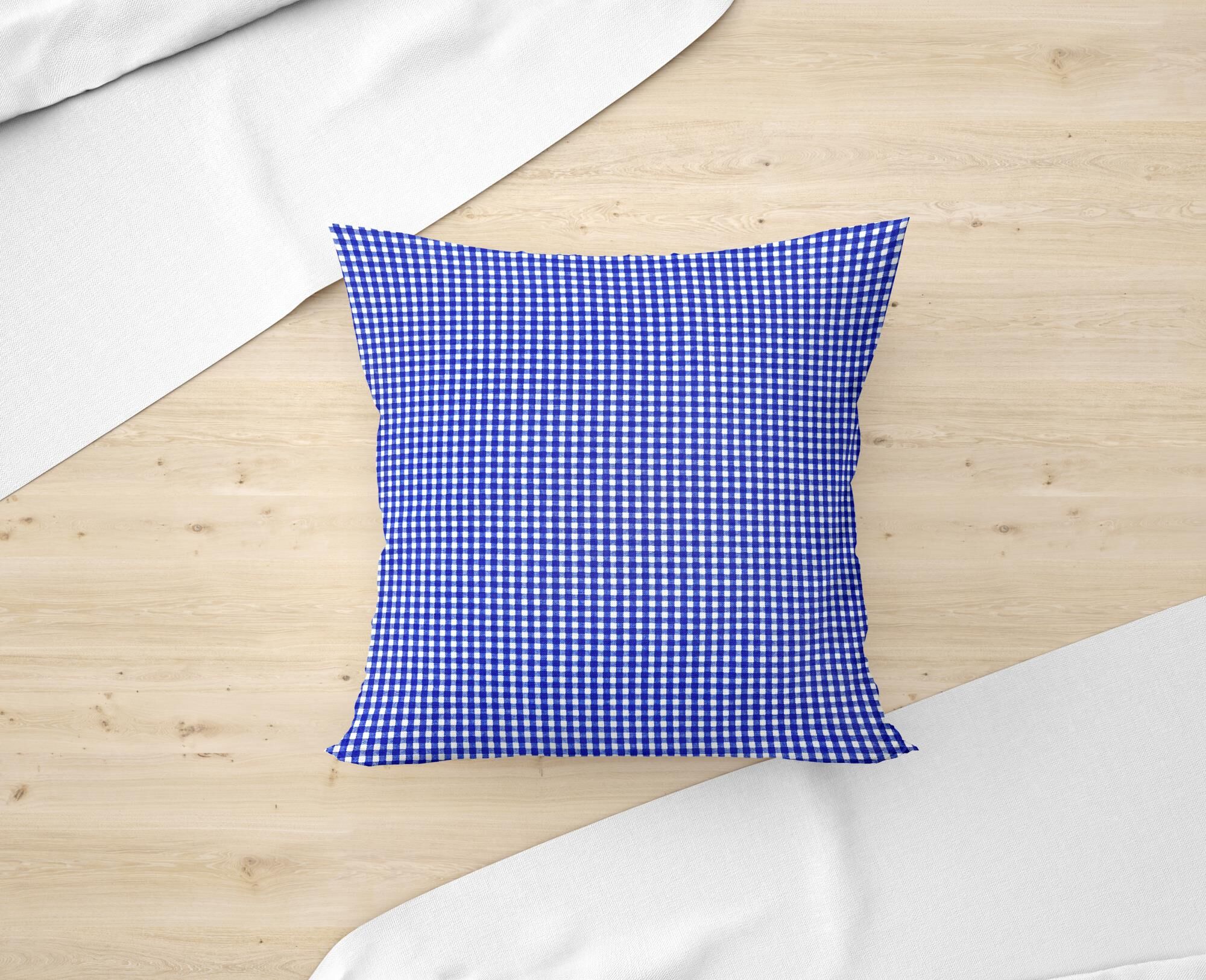 Kissenbezug Karo 4x4 mm Blau Druck