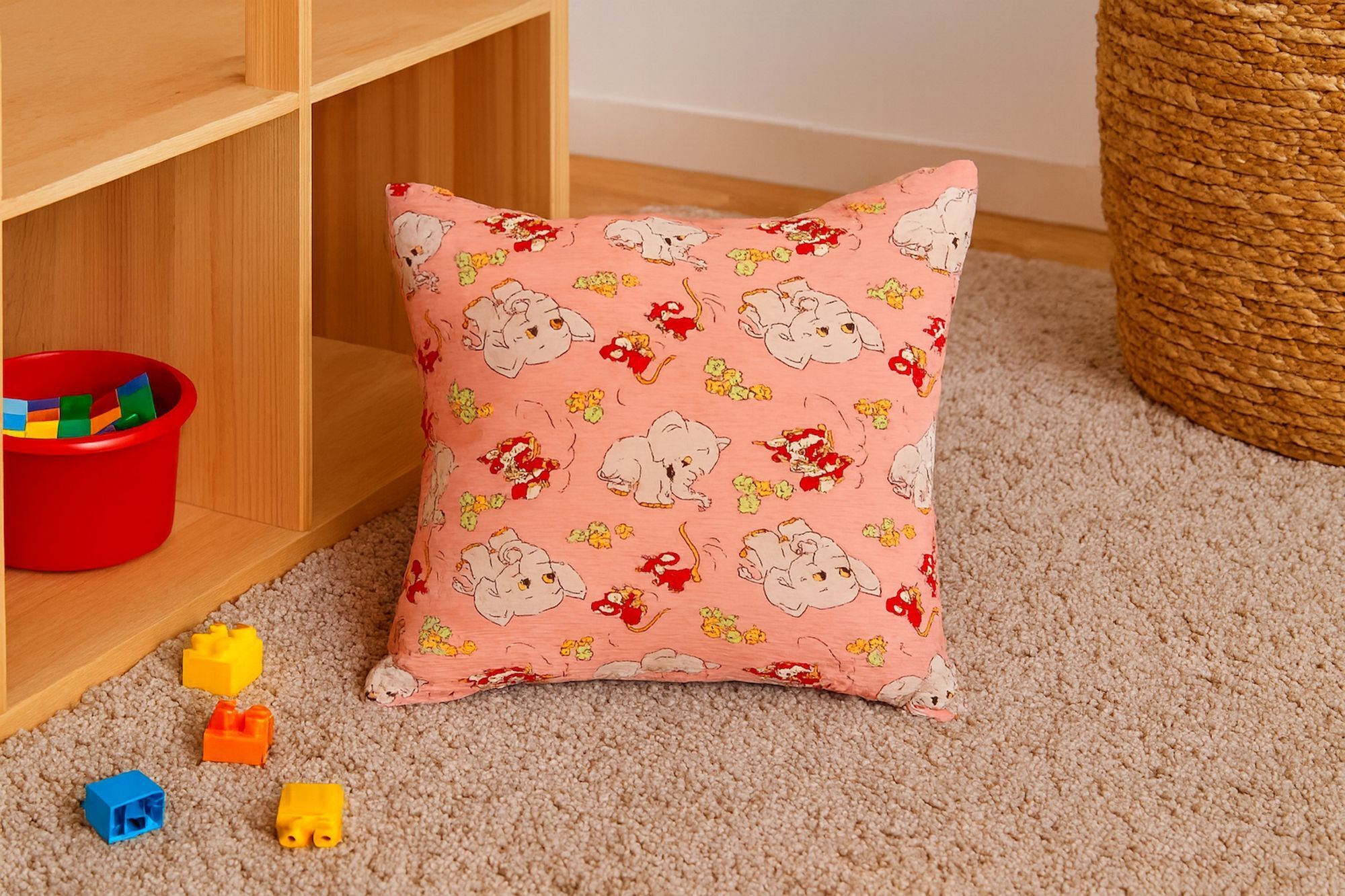 Seersucker Kissenbezug Elefanten Mäuse-40x40 cm