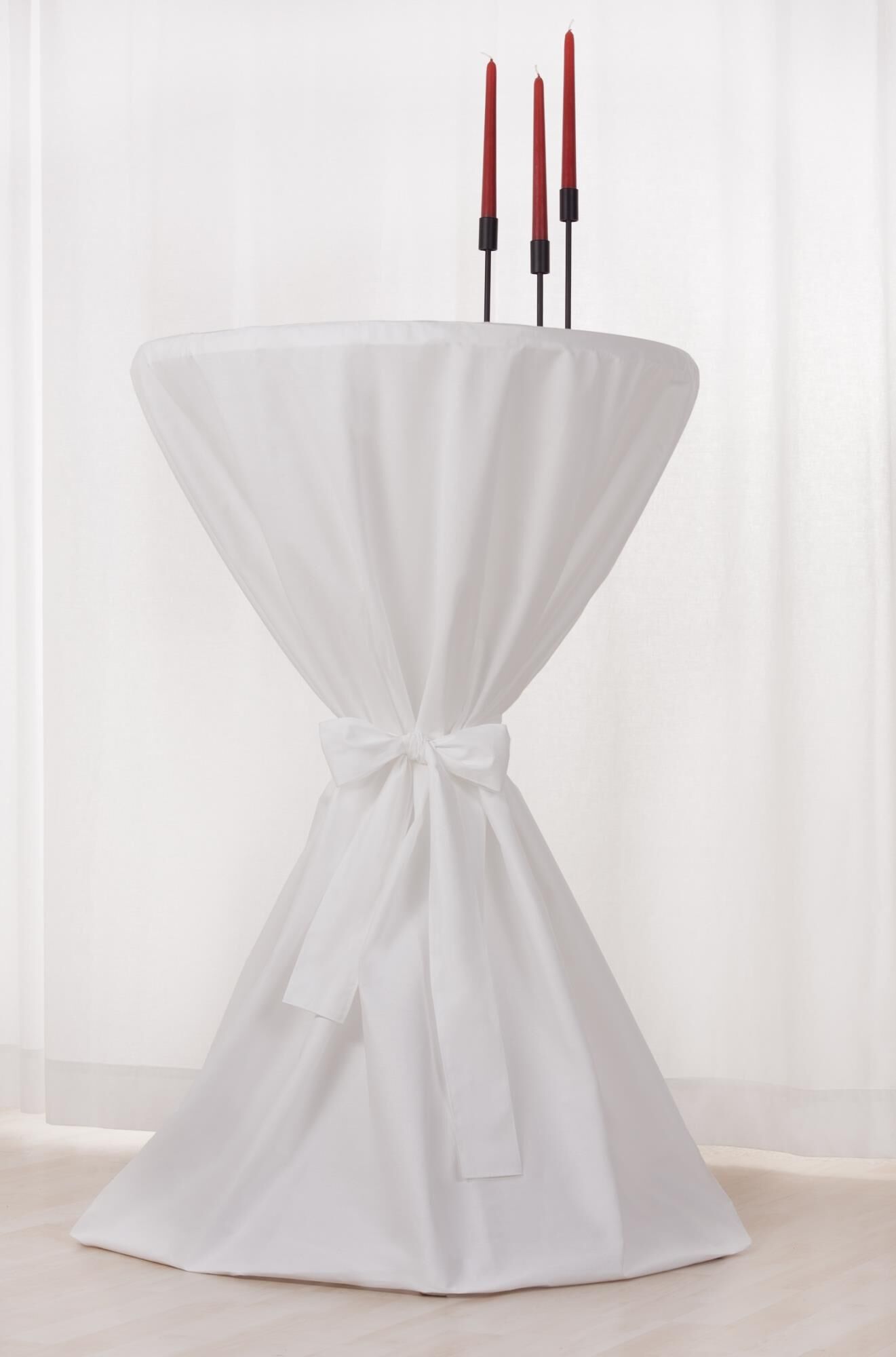 Stehtischhusse Weiß Baumwolle Linon-60 - 65 cm