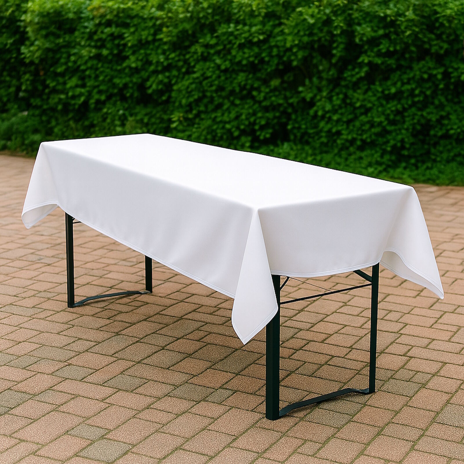 Biertisch Tischdecke Uni Baumwolle - Weiß/80x250 cm