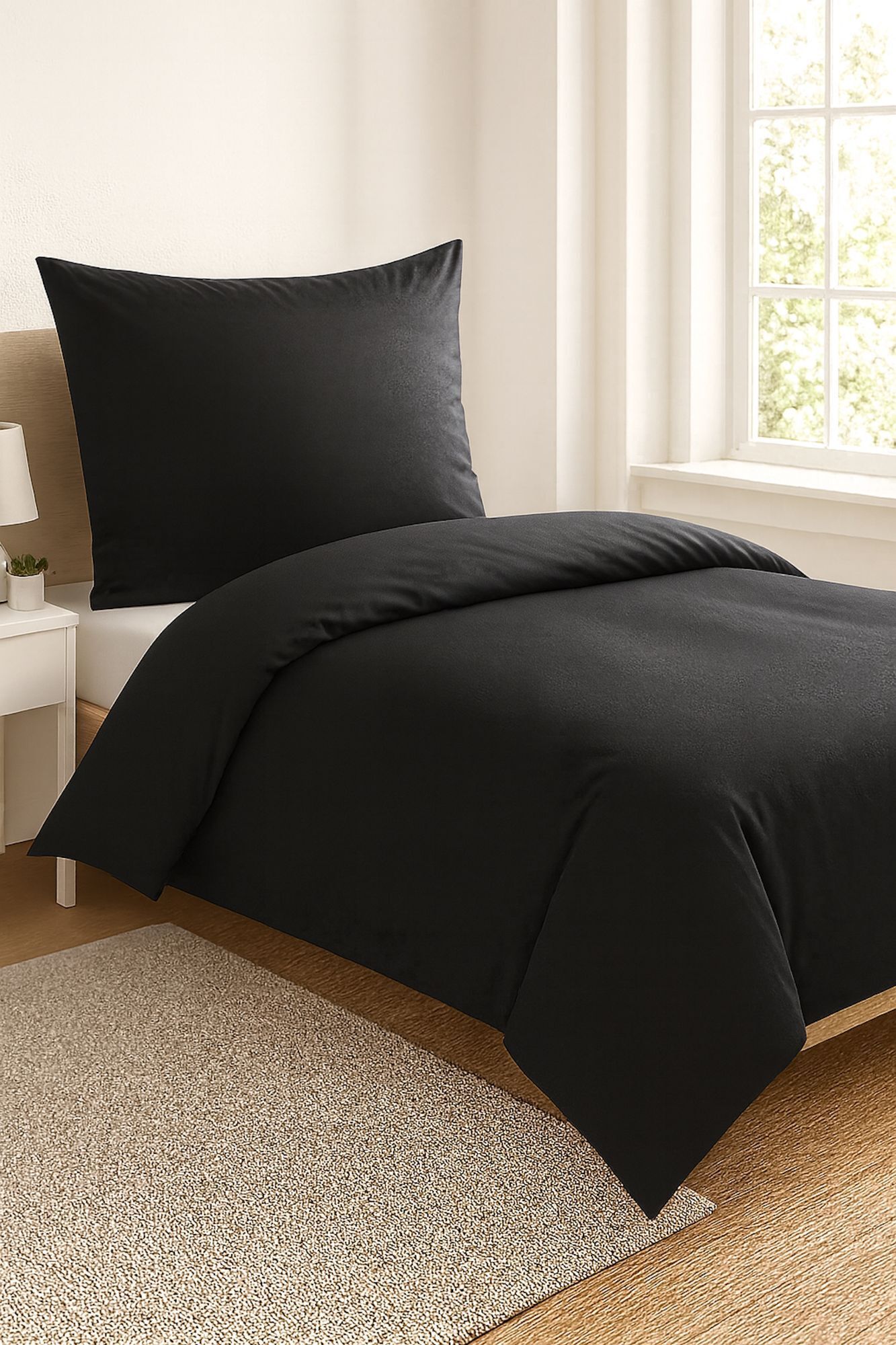 Bettwäsche Mako Satin 135x200 Anthrazit aus Baumwolle