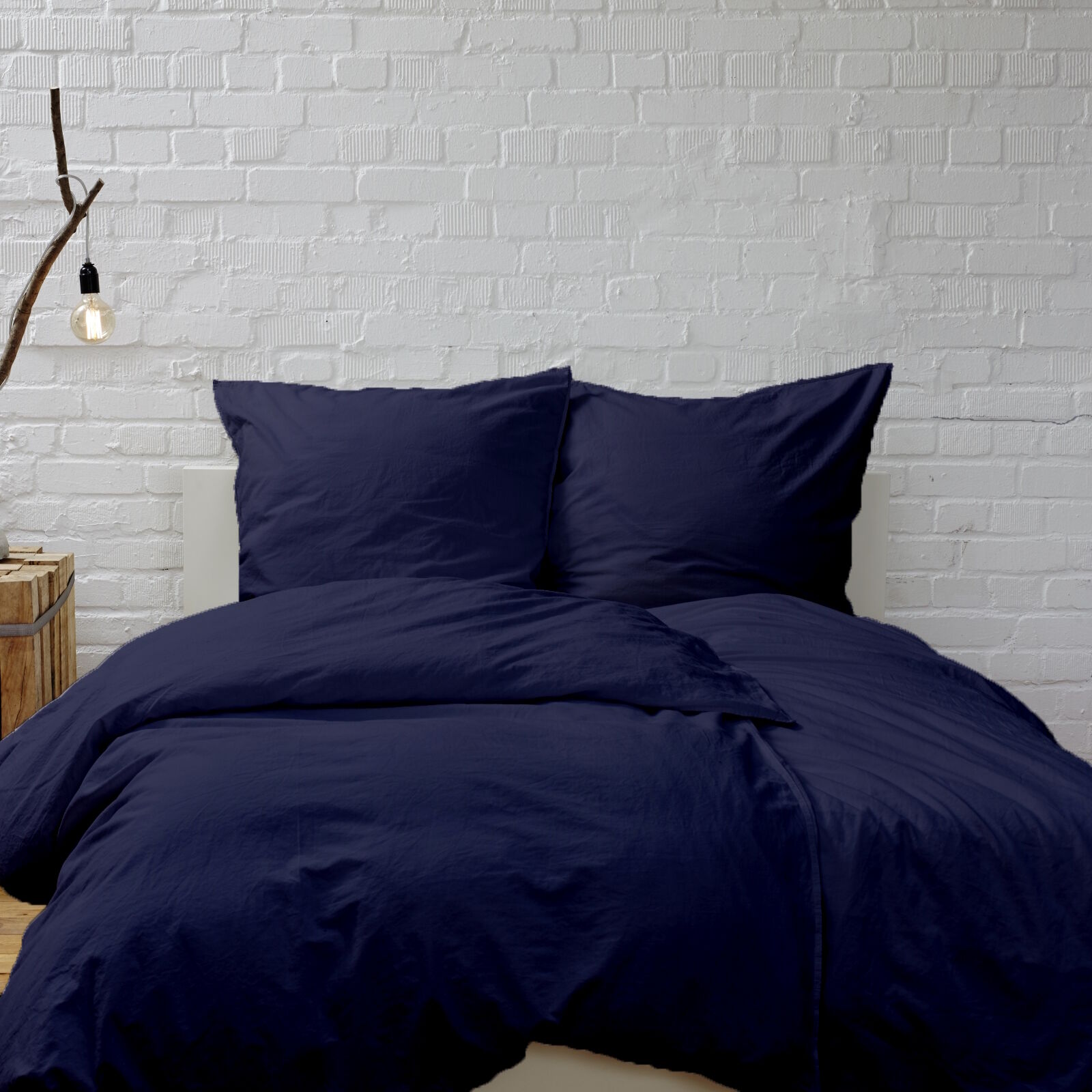 Bettwäsche dunkelblau – 100% Baumwolle, pflegeleicht & elegant