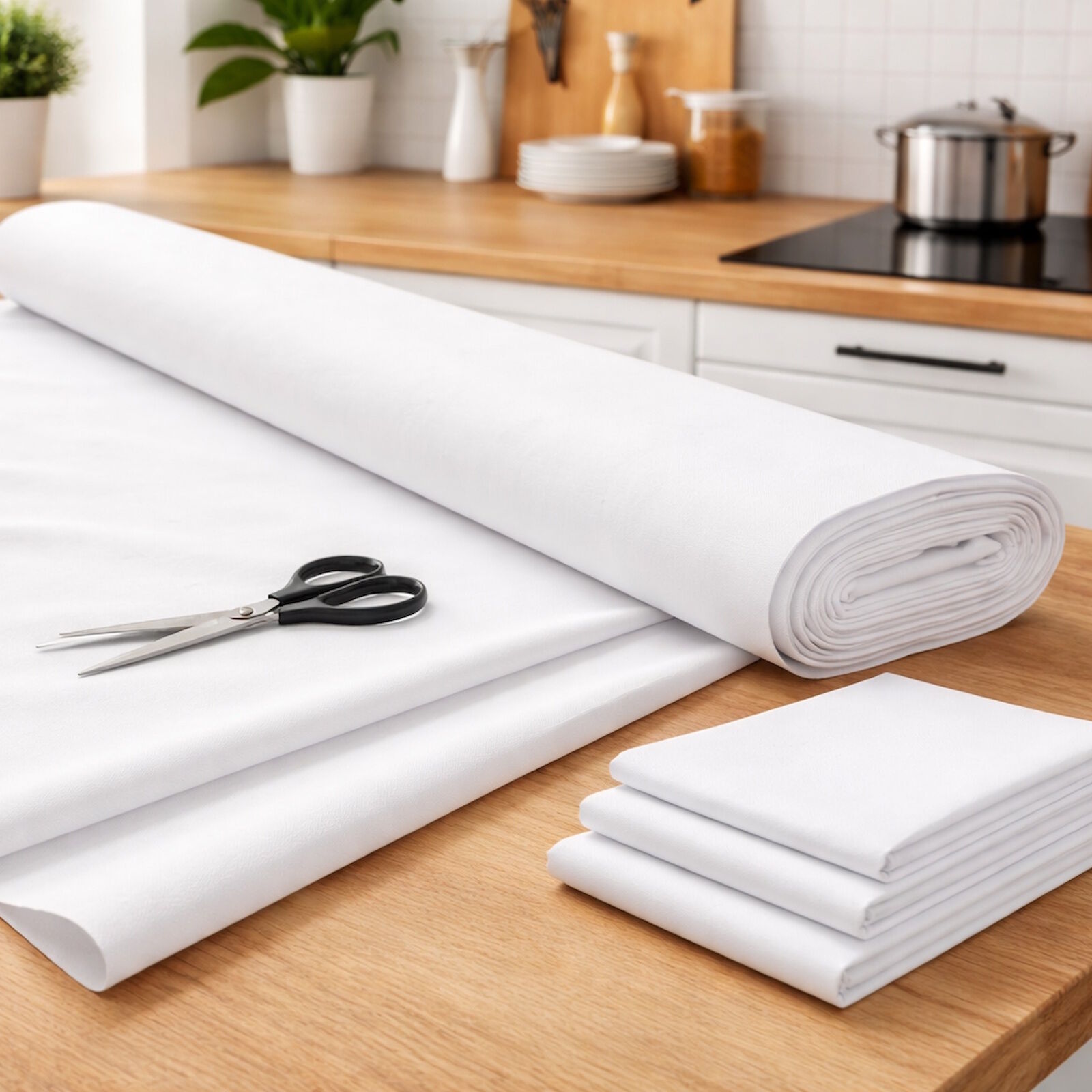 Stoff Meterware Baumwolle Linon Weiß 150 cm