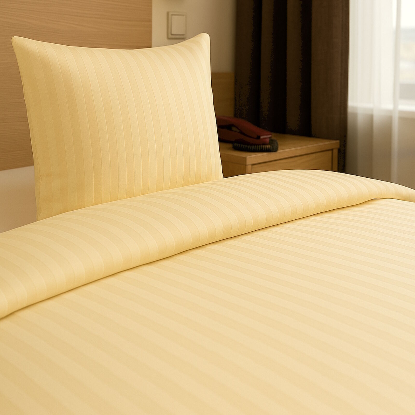 Hotelbettwäsche Streifensatin 25 mm Gelb-135x200 60x80 cm