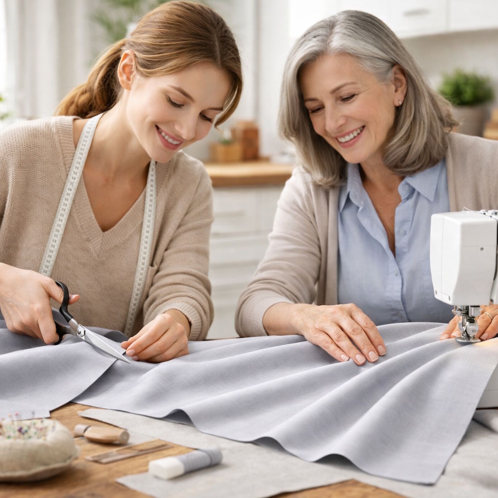 Stoff Meterware Baumwolle Linon Hellgrau