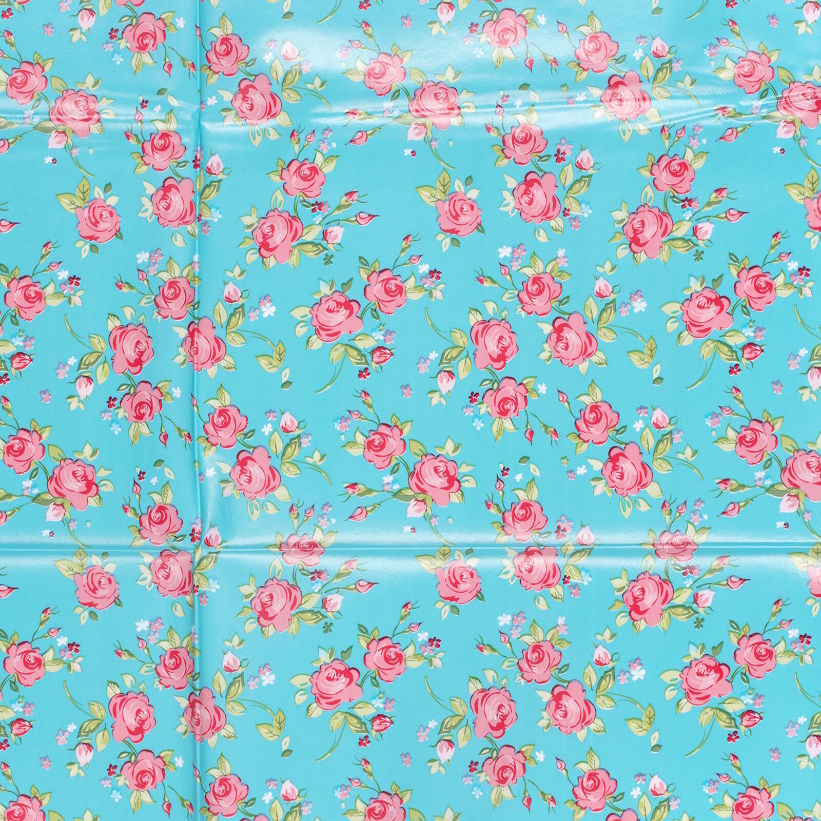 PVC Meterware Rosen Türkis abwaschbar 140 cm