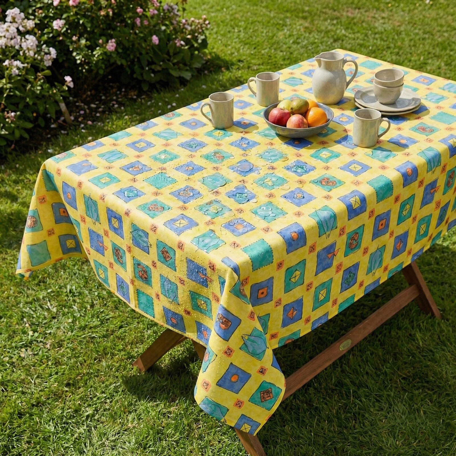 Outdoor Tischdecke 130x170 cm Memory Gelb