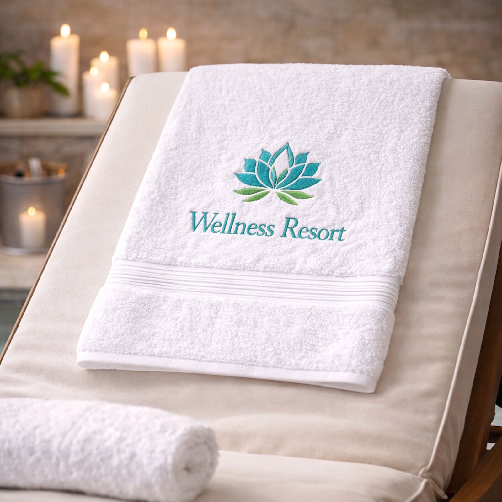 Duschtuch 70x140 mit Logo bestickt für Hotel Wellness