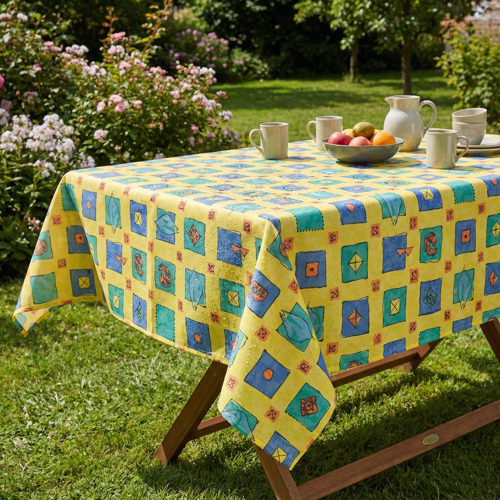 Outdoor Tischdecke 130x170 cm Memory Gelb