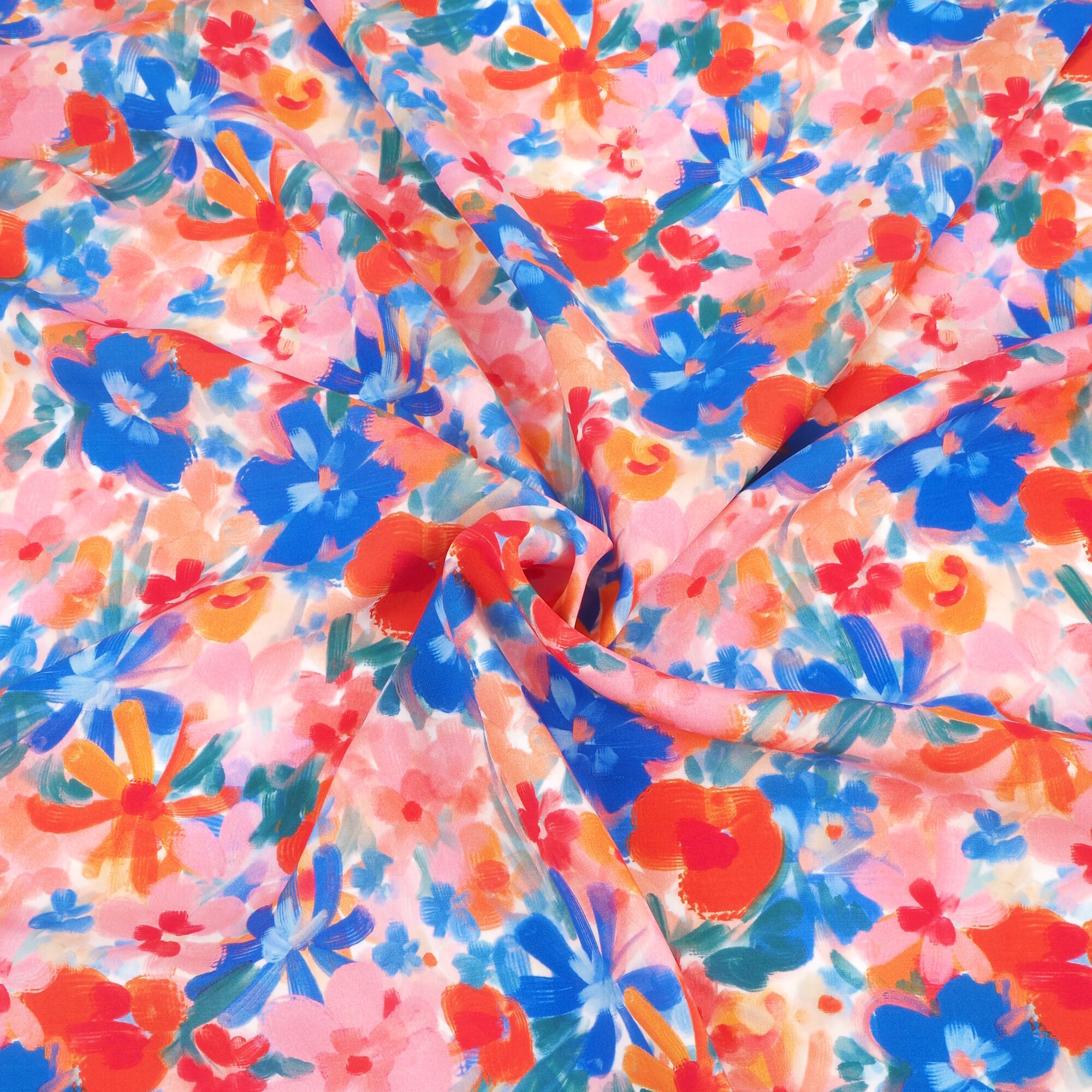 Stoff Meterware Sommerblumen Rosa Viskose