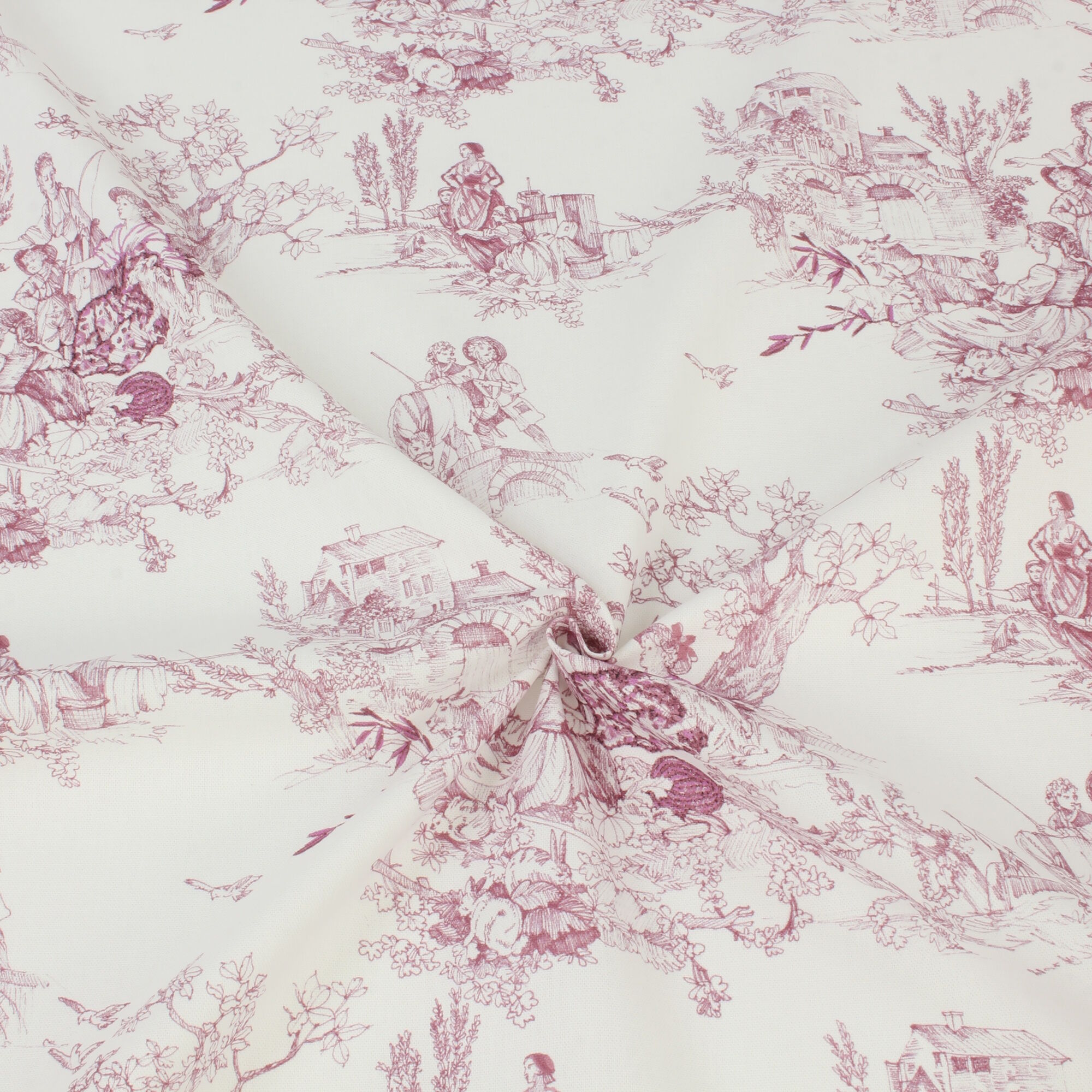 Stoff Meterware Toile de Jouy Rot Canvas