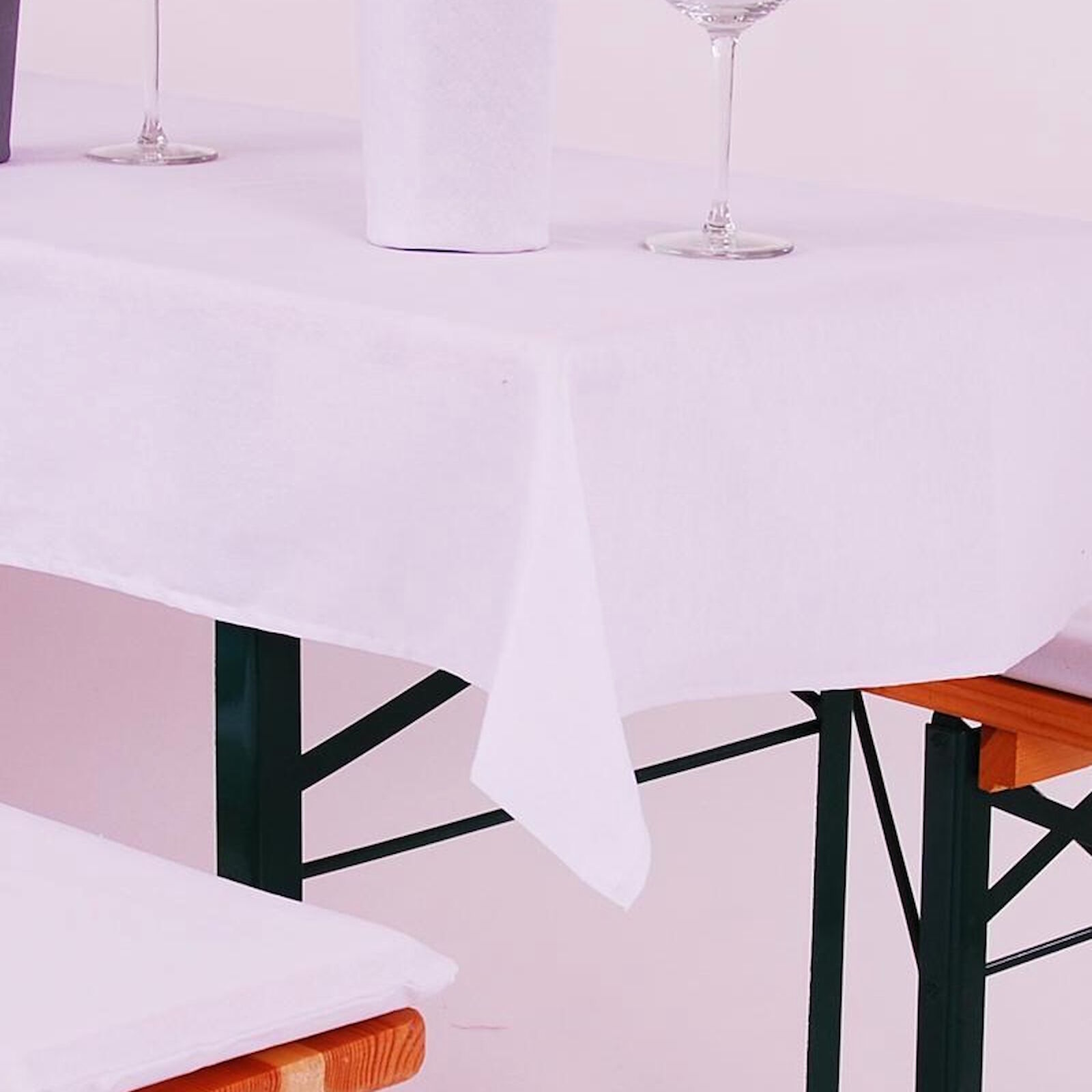 Biertisch Tischdecke Uni Weiß Baumwolle-80x250 cm