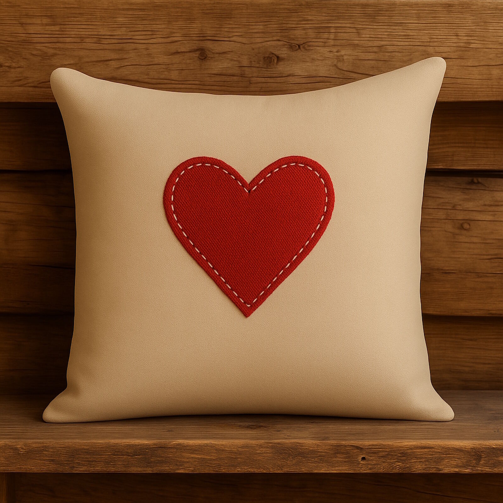 Kissenbezug Landhaus Herz bestickt 40x40 cm