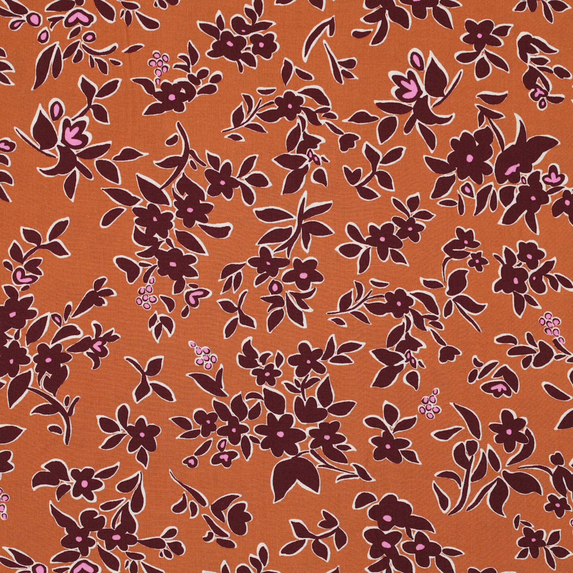 Viskose Stoff Blumen Blüten Orange