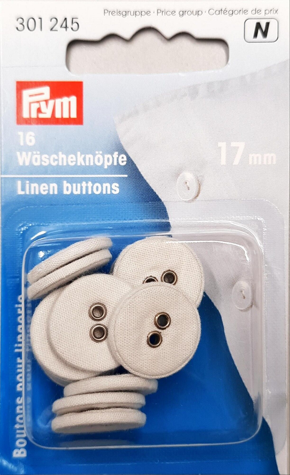 Wäscheknöpfe Leinen 26" 17 mm weiß