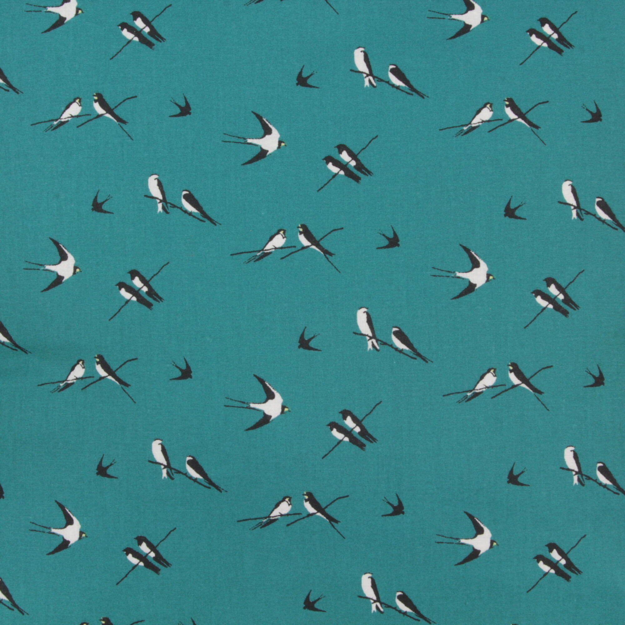 Kissenbezug 40x40 cm Schwalben auf Petrol Baumwolle