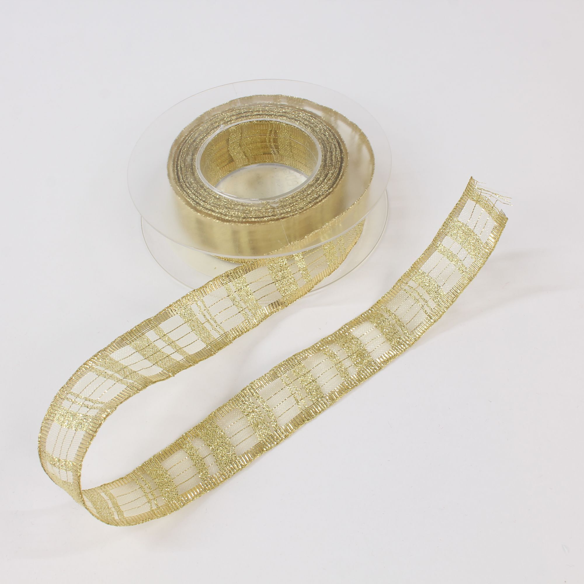Dekoband Lurex Weihnachten Geschenk 25 mm gold - 20 Meter