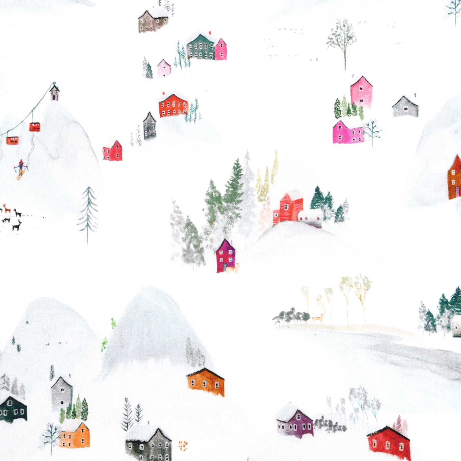 Stoff Meterware Winterlandschaft Half Panama