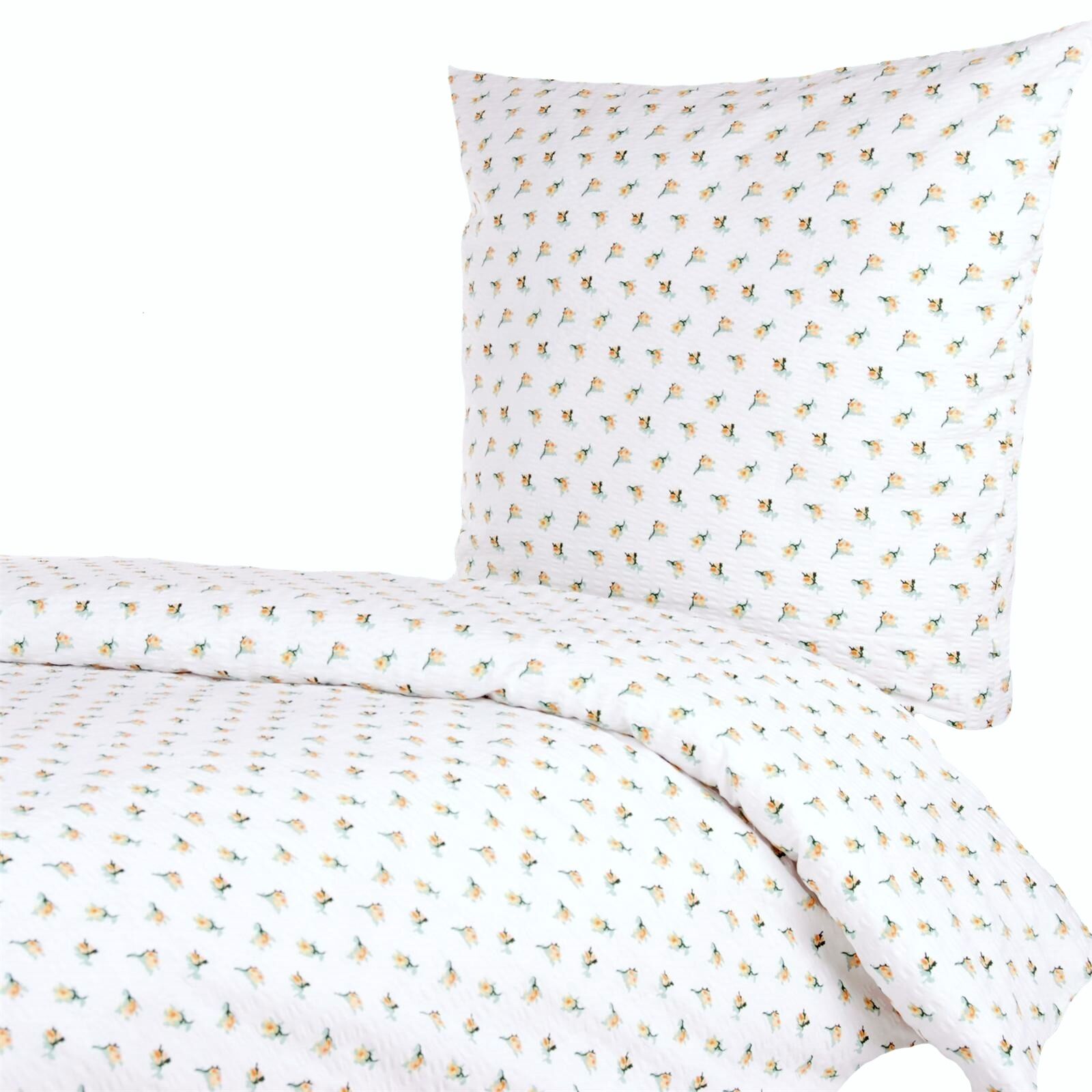 Seersucker Hotelbettwäsche Rosen Gelb