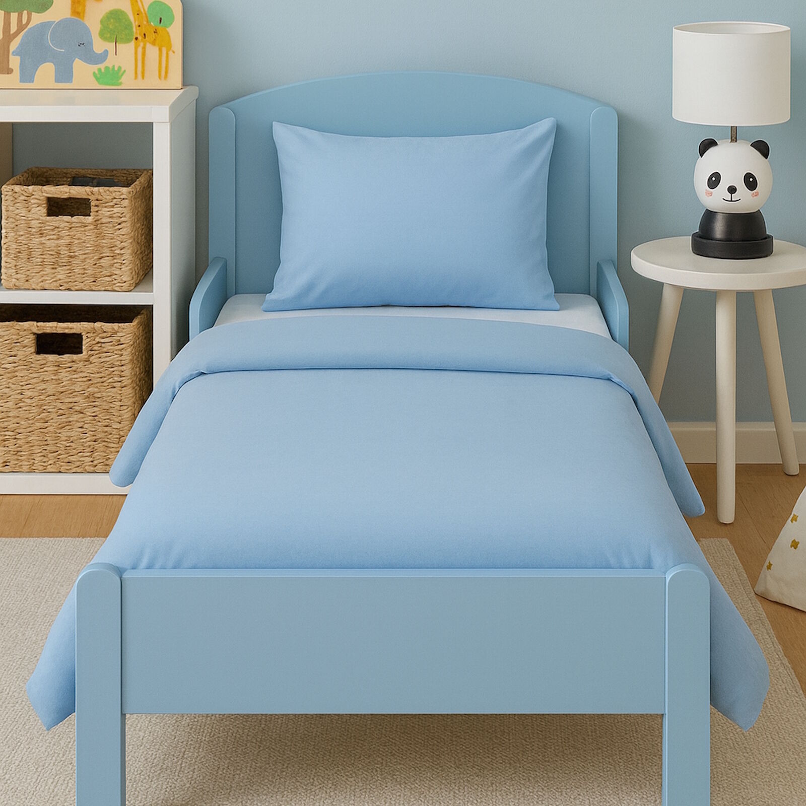 Jersey Kinderbettwäsche Hellblau 100x135 40x60 cm