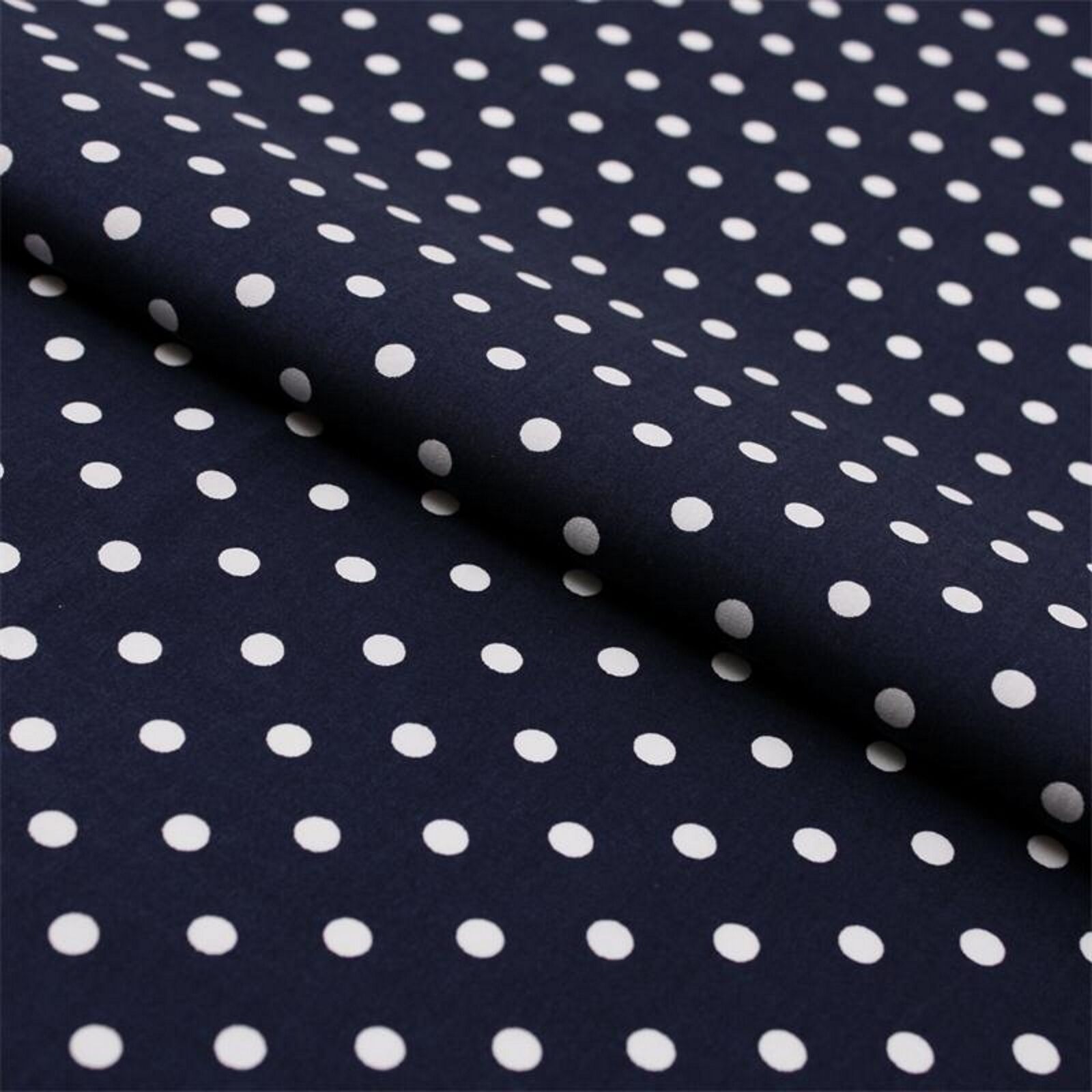 Stoff Meterware Polka Dots Punkte 7 mm – Marine auf Weiß