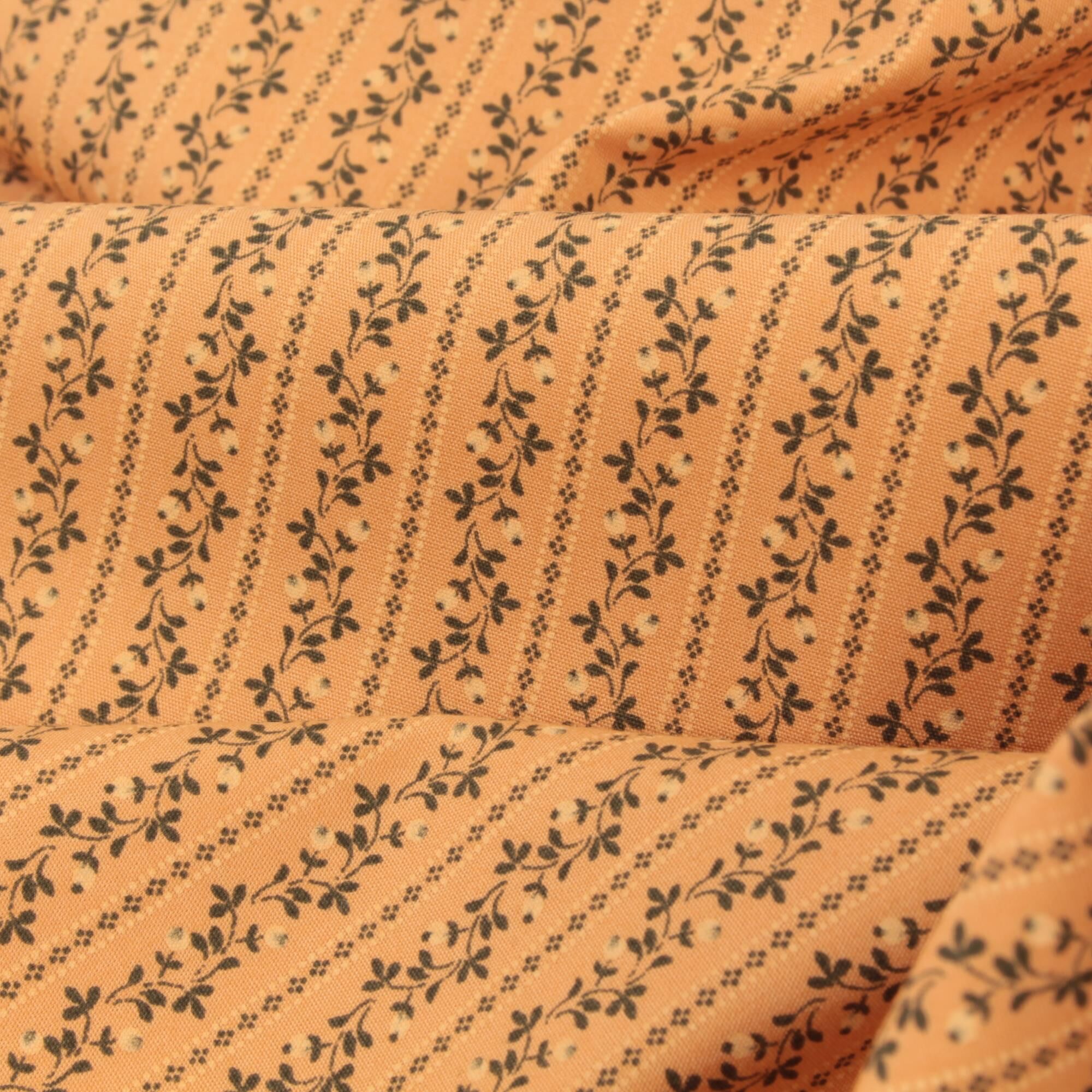 Stoff Meterware Blumen Streifen Birigt Orange Dirndl