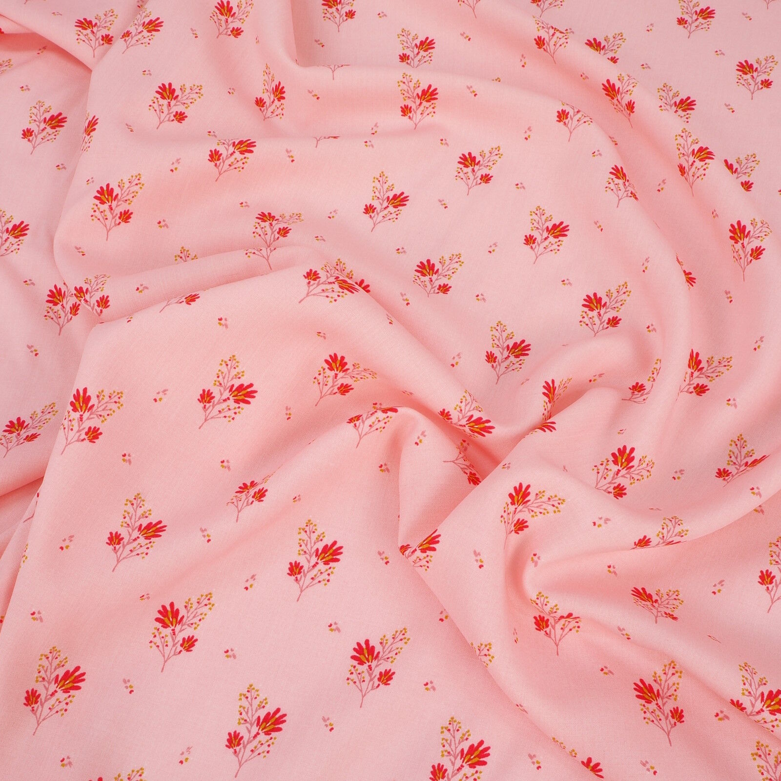 Viskose Stoff Blumen Stretch Rosa