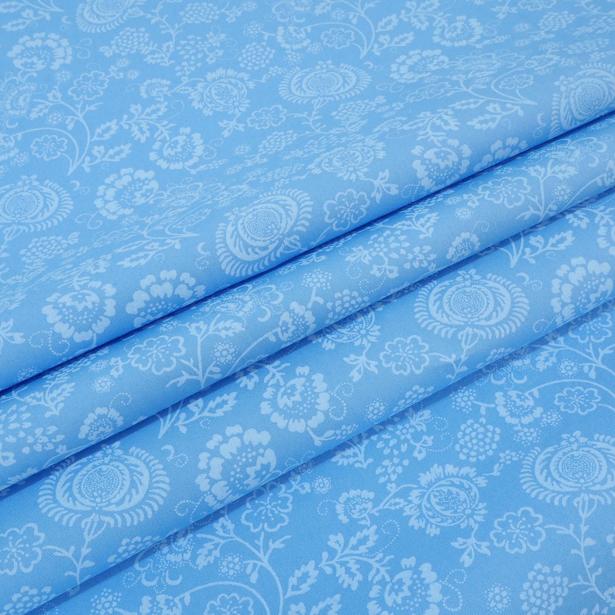 Dirndlstoff Blumen Cilli Hellblau Tracht