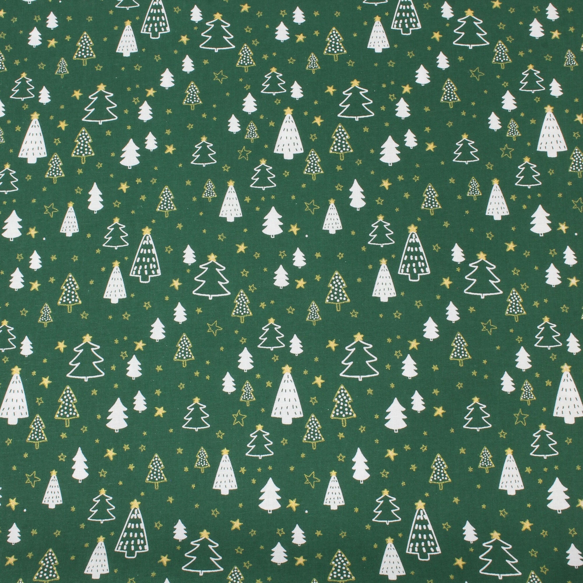 Stoff Meterware Weihnachtsbaum Sterne Grün Baumwolle