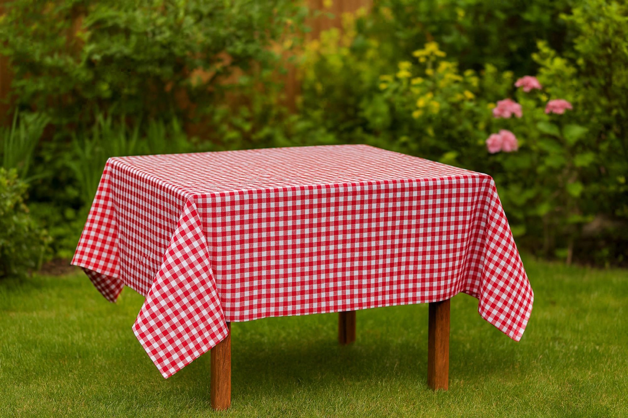 Tischdecke Karo 1x1 cm Rot Baumwolle-80x80 cm