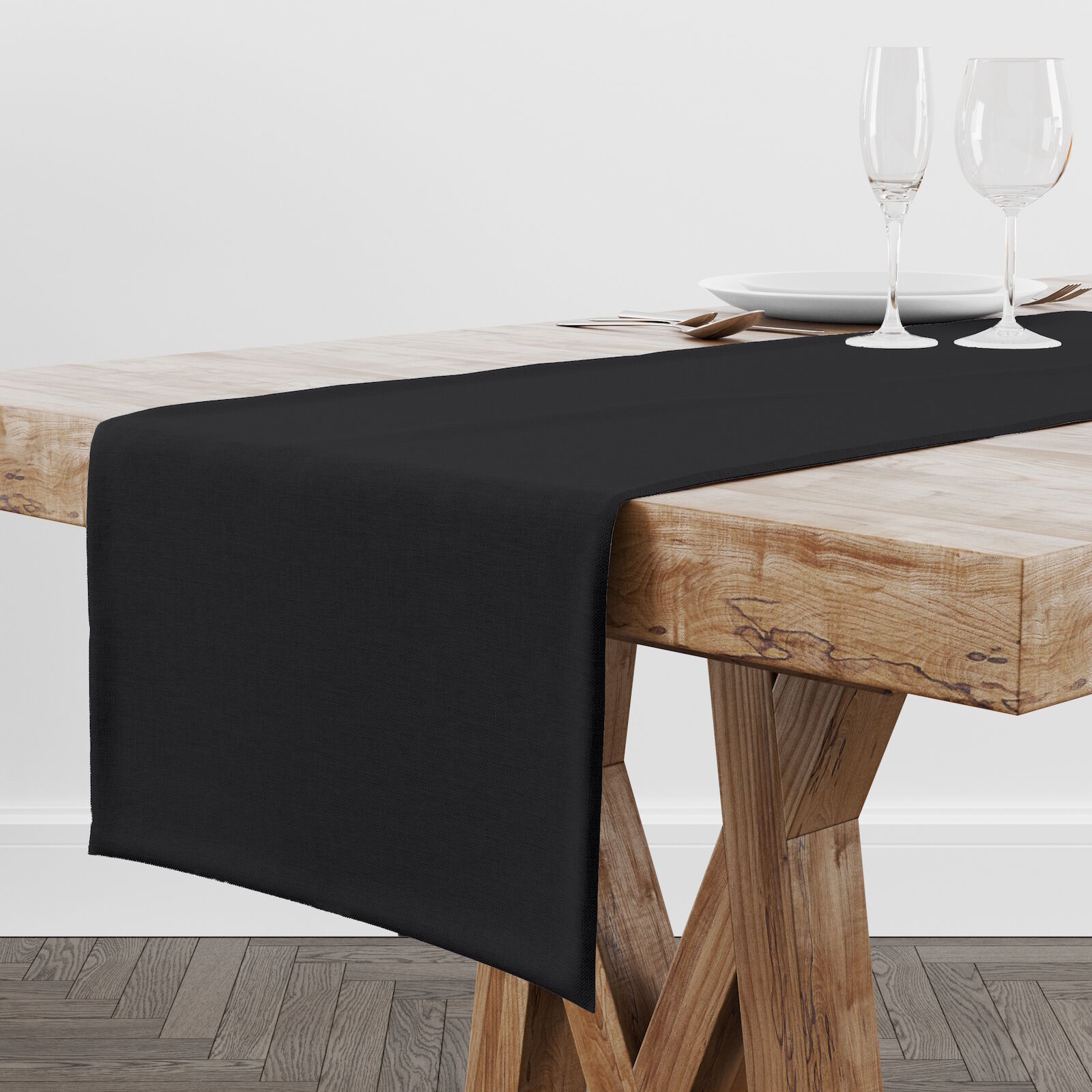 Tischläufer Uni Toledo-40x180-Schwarz