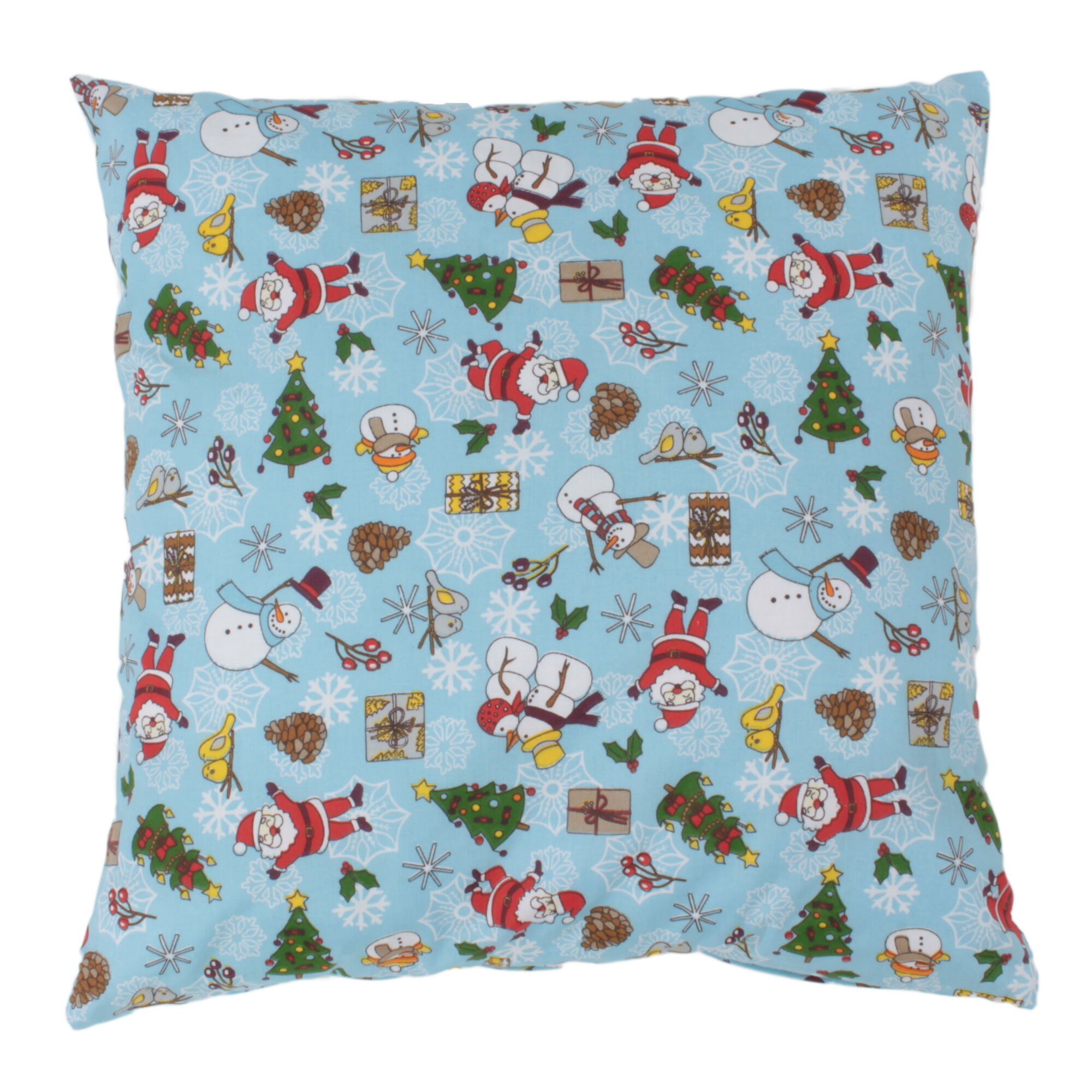 Kissenbezug 40x40 cm Weihnachtsmann Schneemann Hellblau