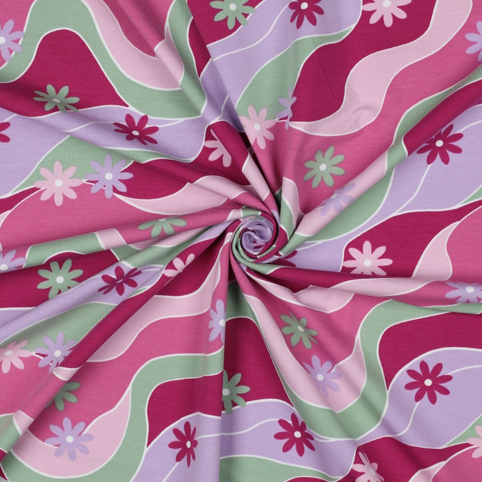 Jersey Stoff Blumen Rosa Pink Meterware Kinderstoff