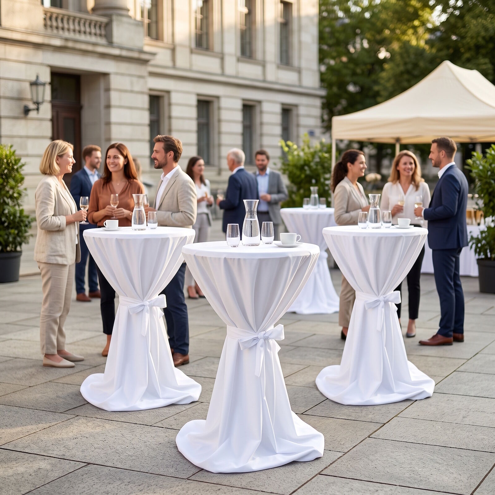 Stehtischhusse Weiß Trevira CS