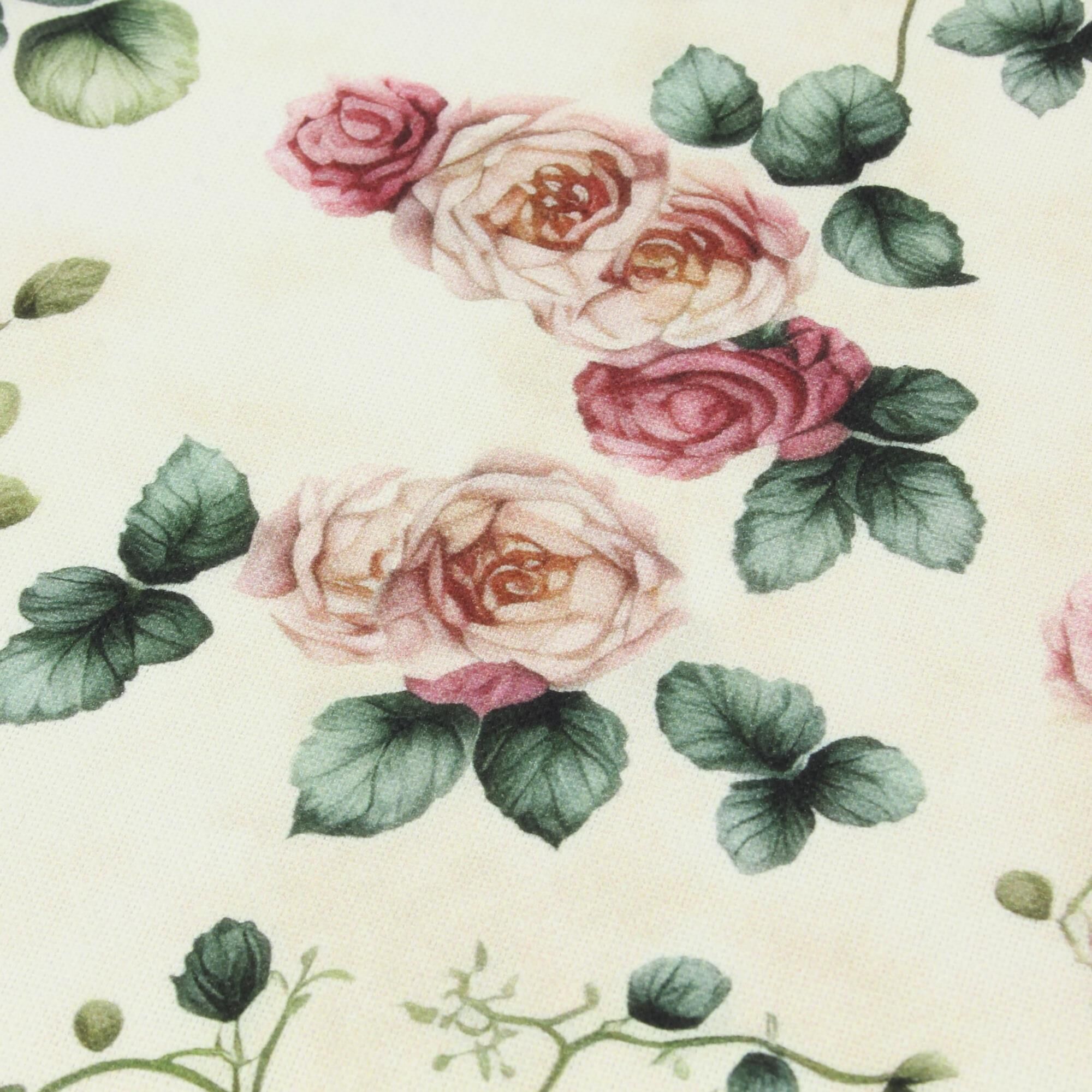 Canvas Stoff Blumen Romantisch Creme