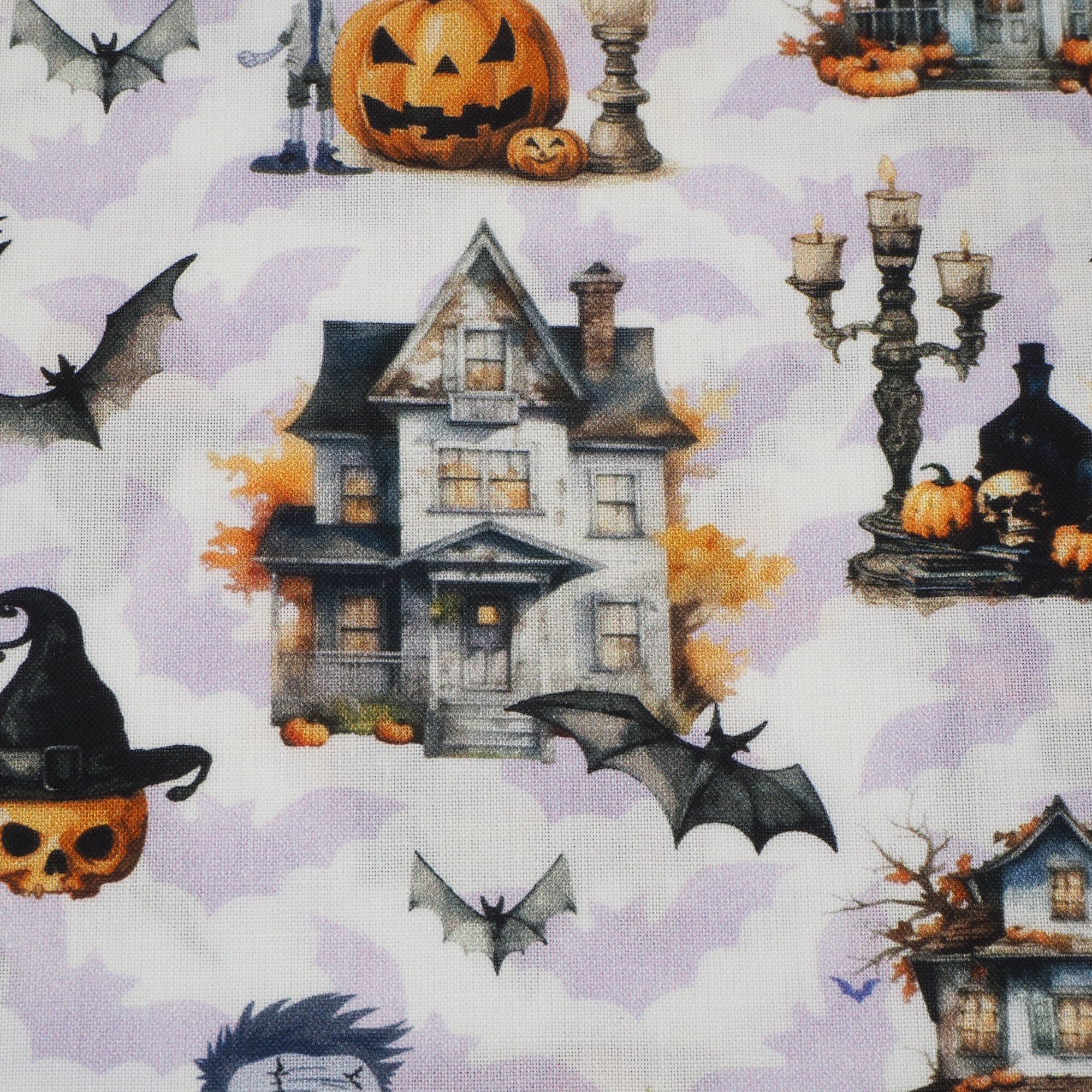 Stoff Meterware Halloween Frankenstein Kürbis Baumwolle
