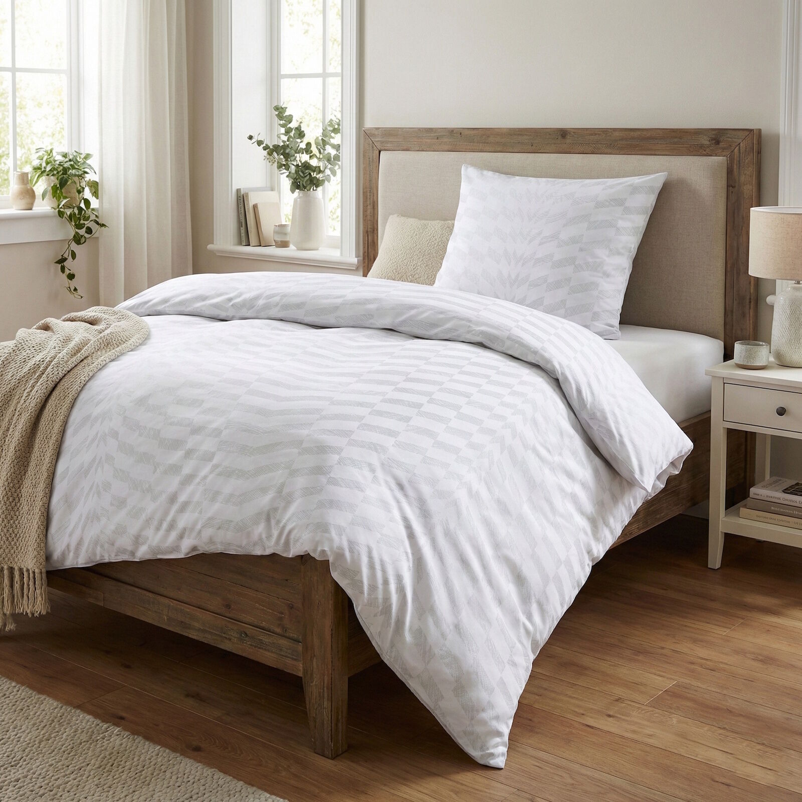 Mako Satin Bettwäsche 135x200 Muster Grau