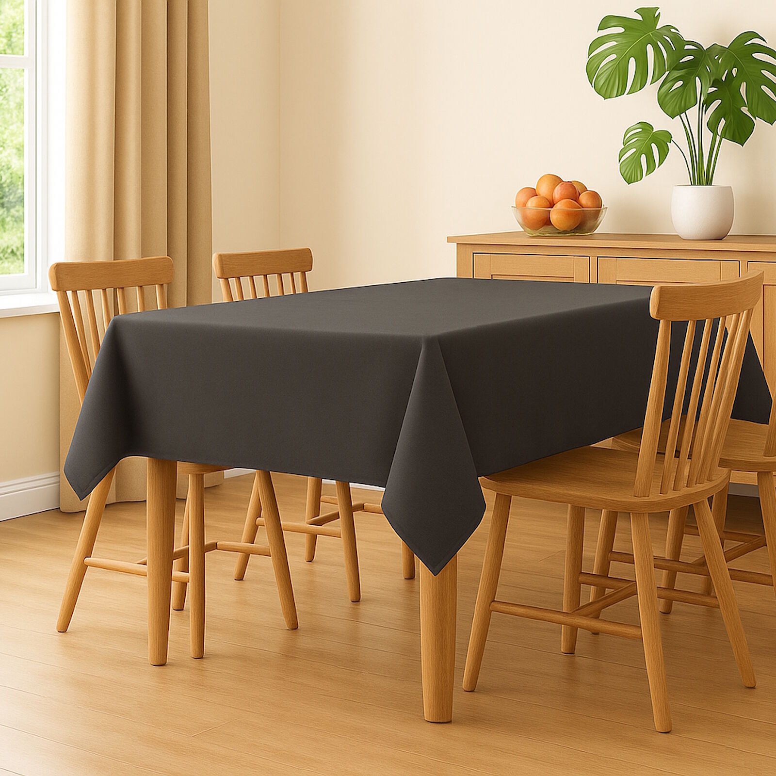Tischdecke Grau Polyester bügelfrei knitterarm