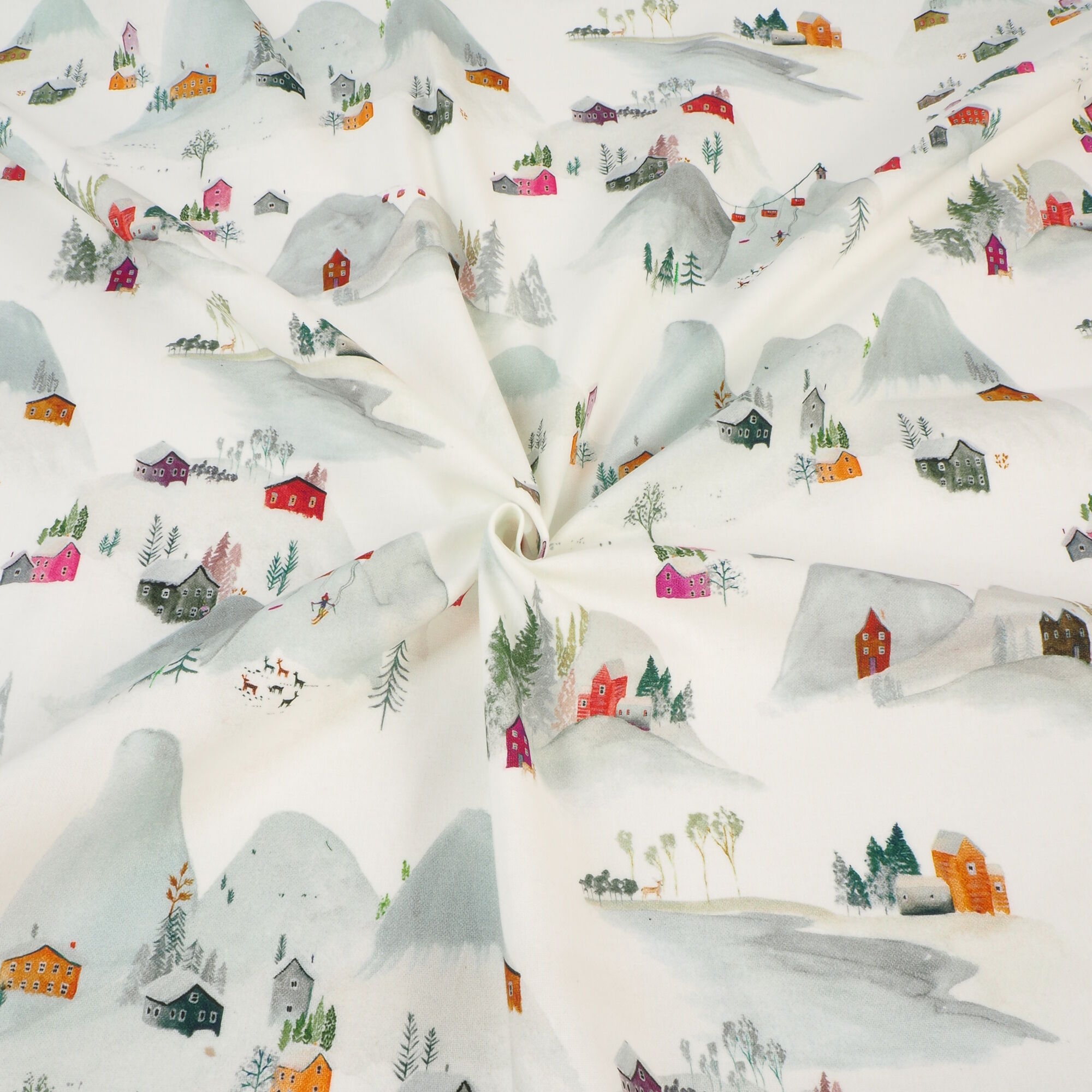 Stoff Meterware Winterlandschaft Half Panama