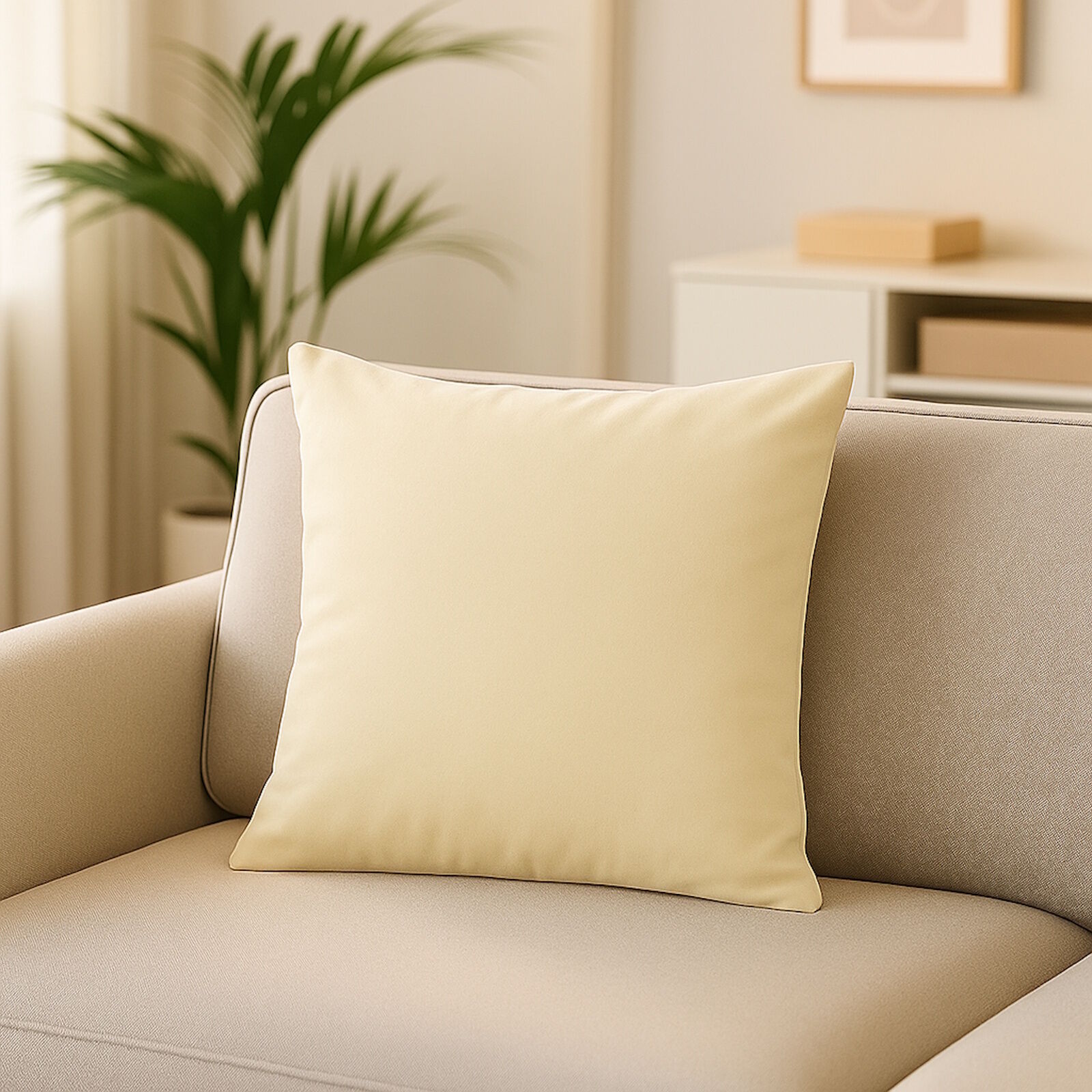 Kunstleder Kissenbezug Creme