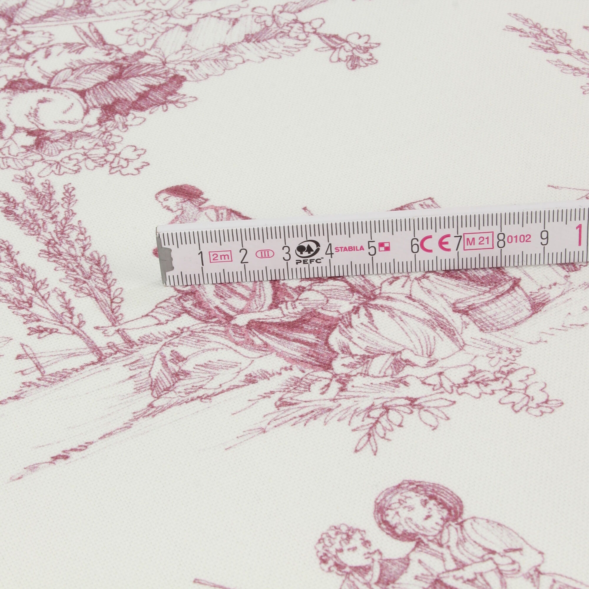 Stoff Meterware Toile de Jouy Rot Canvas