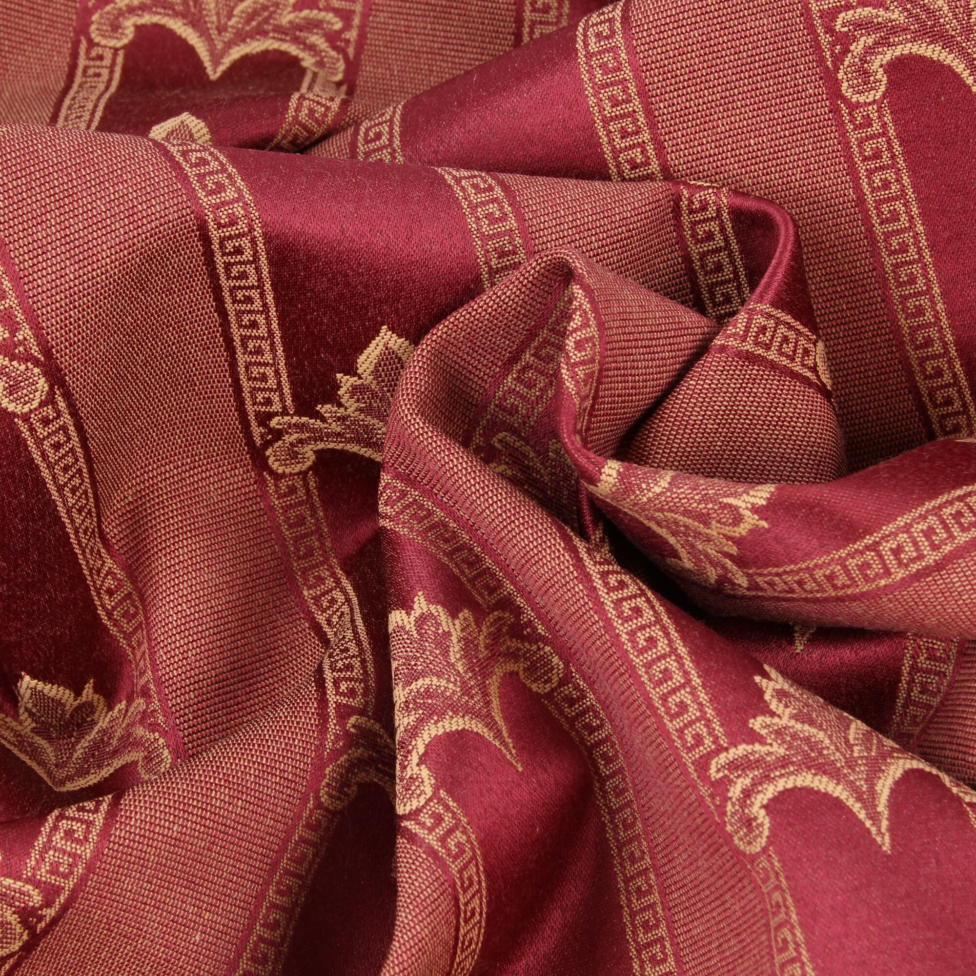 Polsterstoff Meterware Imperio Barock Jacquard Dunkel Rot
