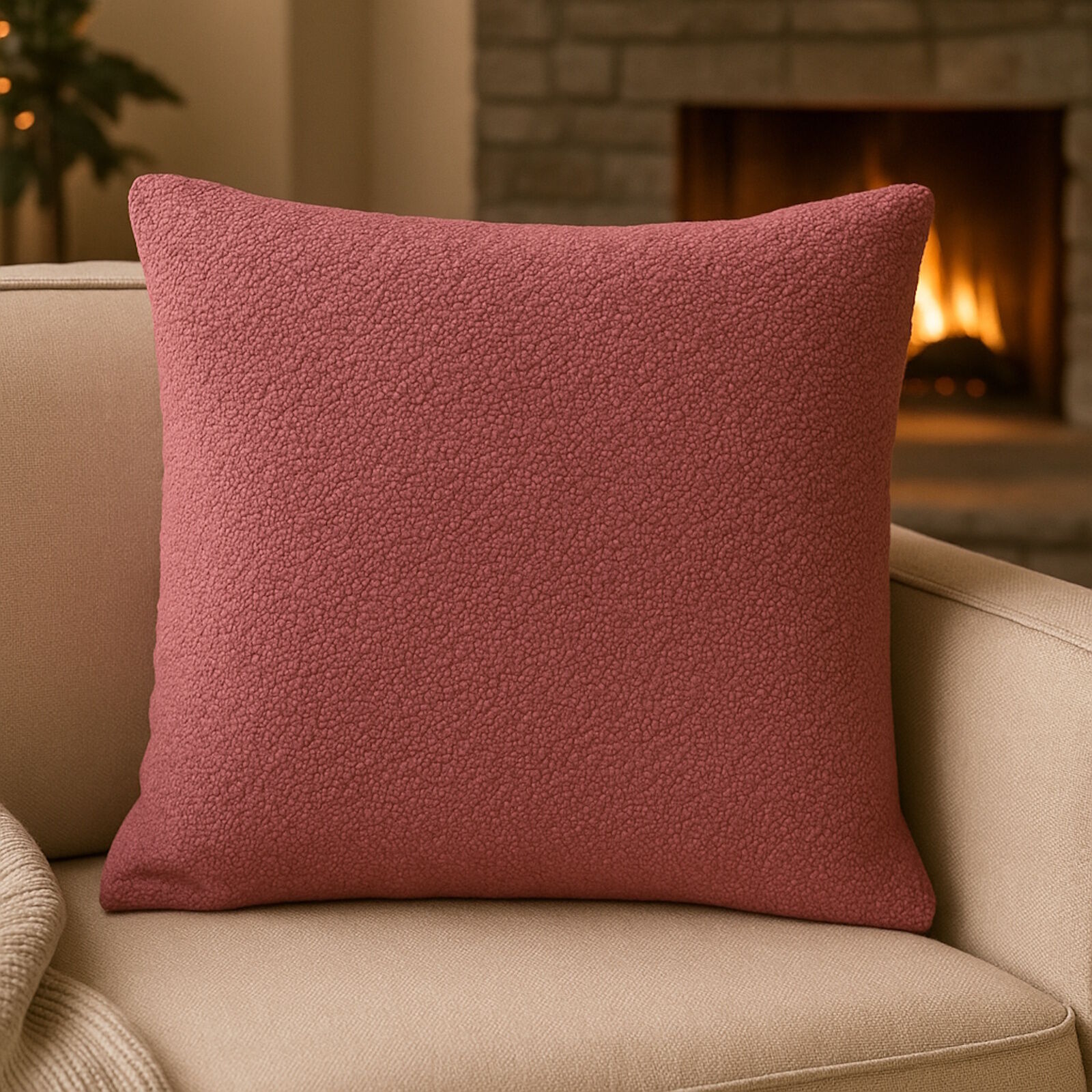 Boucle Kissenbezug 40x40 Altrosa