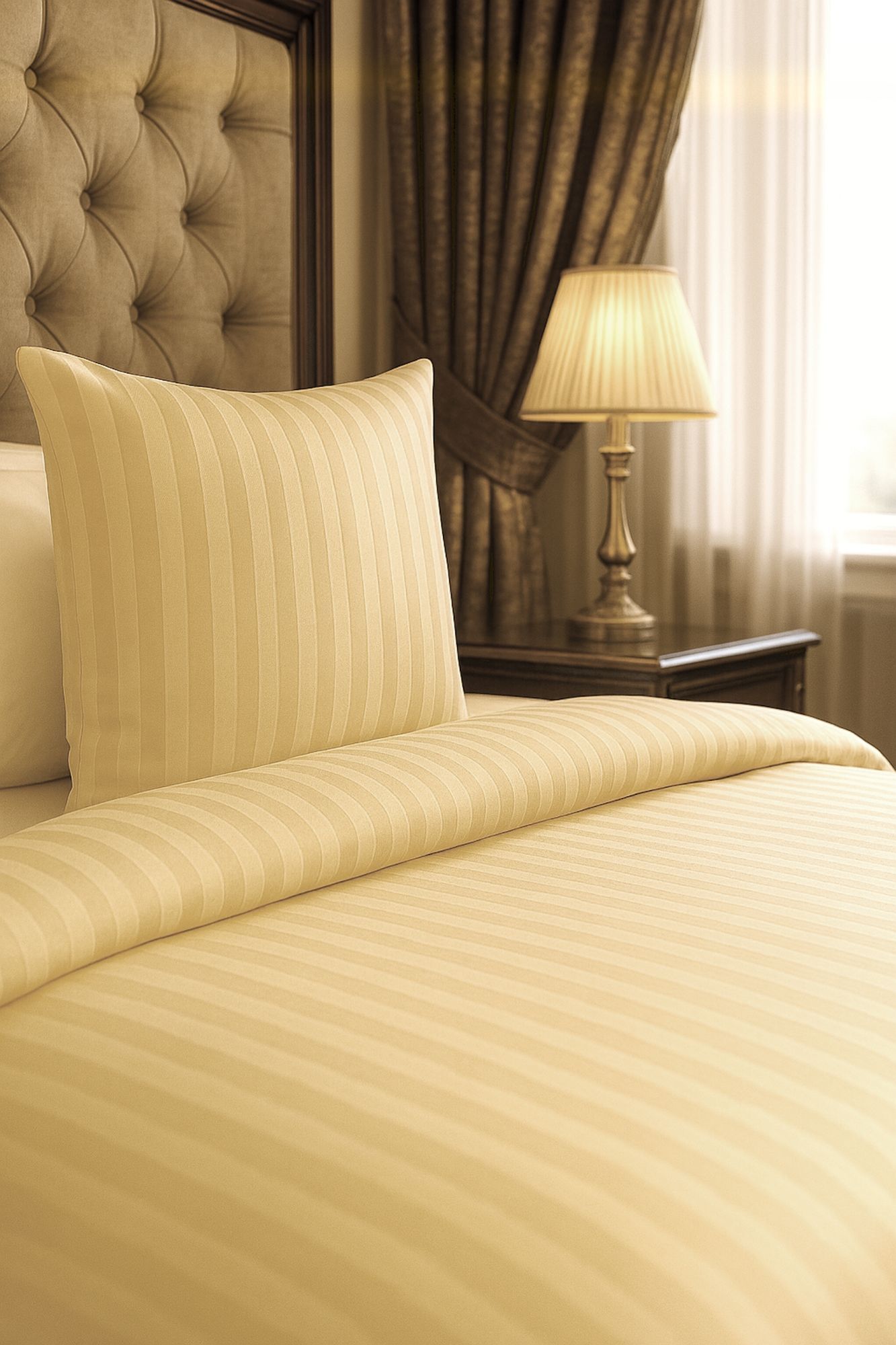 Hotelbettwäsche Streifensatin 25 mm Gelb-135x200 60x80 cm