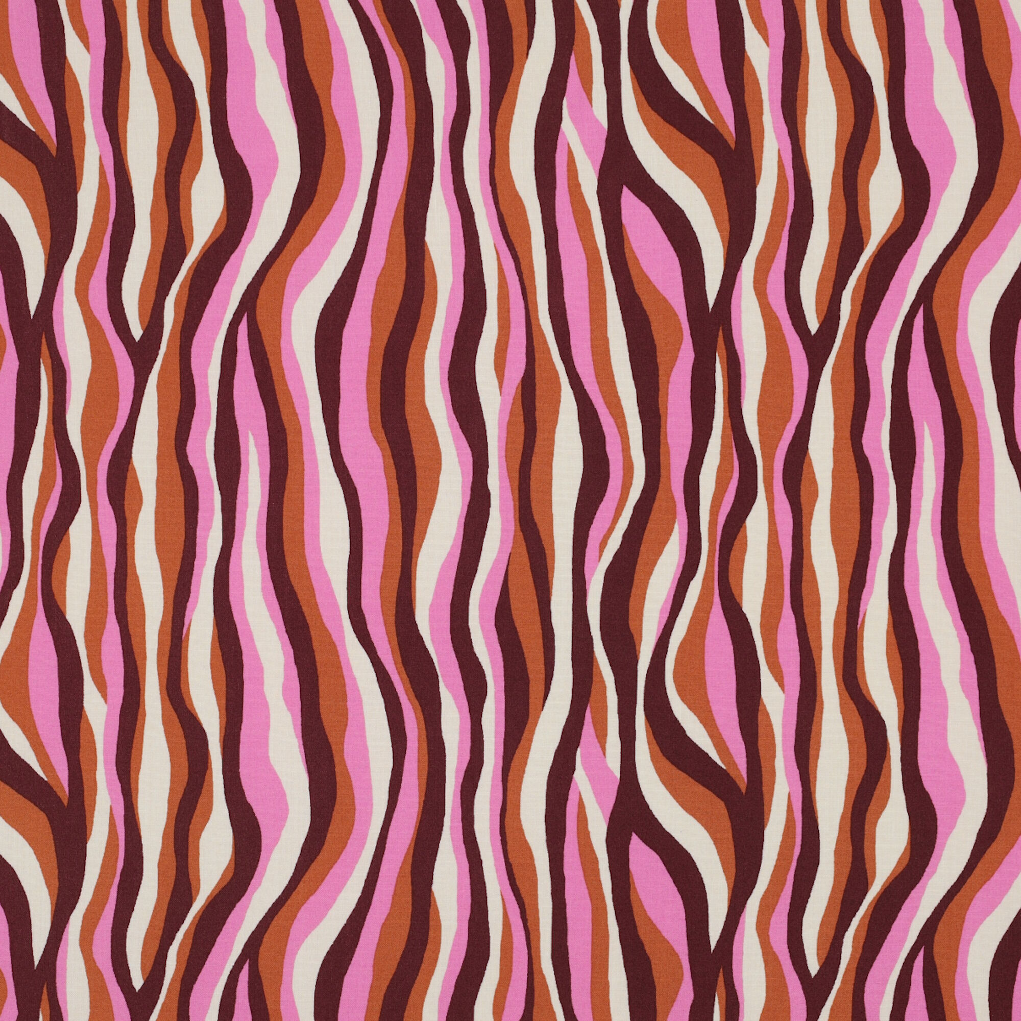 Stoff Meterware bunte Wellen Orange Rosa Weiß Viskose